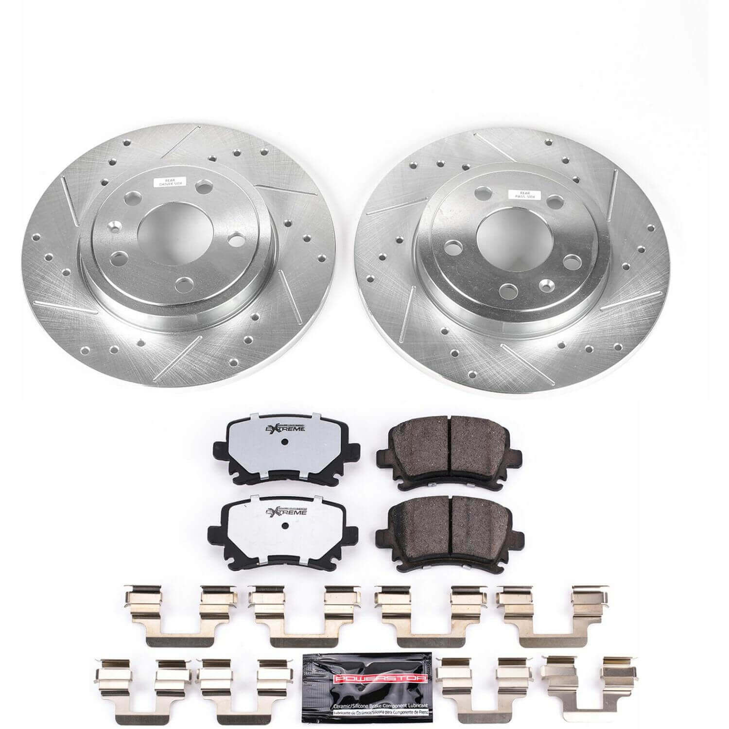 Power Stop K4624-26 Z26 Street Warrior 1-Click Rear Brake Kit for 2005-2009 Audi A4 product image
