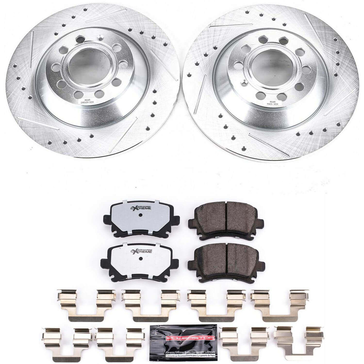 Power Stop K4625-26 Z26 Street Warrior 1-Click Rear Brake Kit for 2005-2011 Audi A6 product image