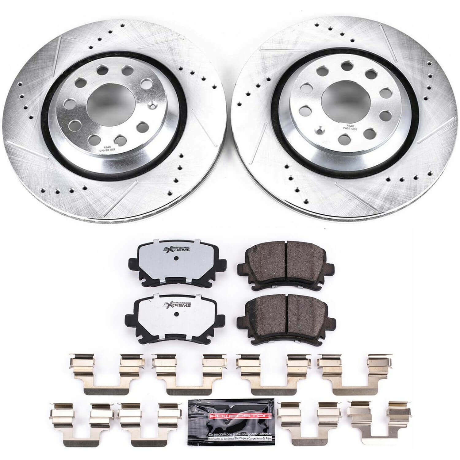 Power Stop K4628-26 Z26 Street Warrior 1-Click Rear Brake Kit for 2006-2021 Volkswagen Cc VR6 4MOTION product image