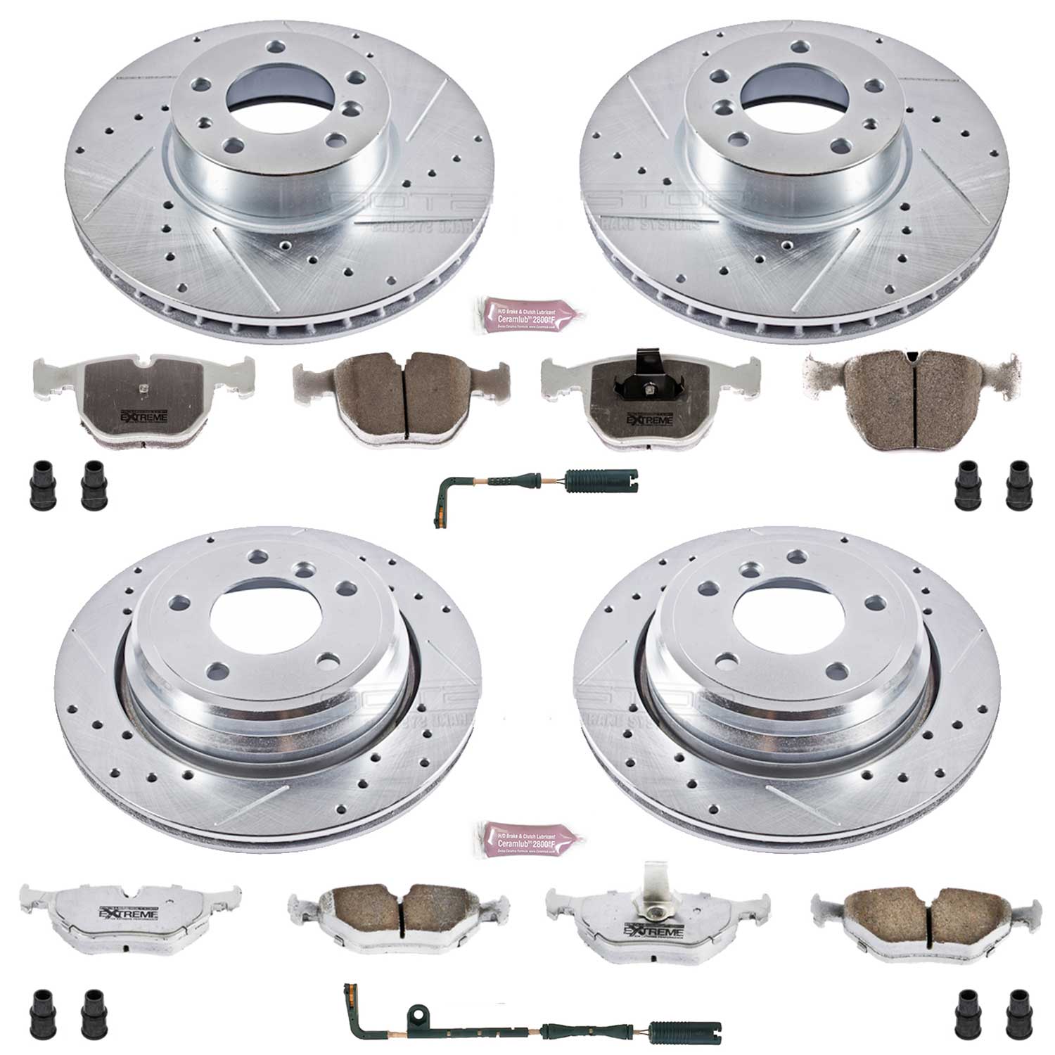 Power Stop K505-26 Z26 Extreme Street Warrior 1-Click Brake Kit (Front And Rear) for 1997-2000 BMW 540I product image