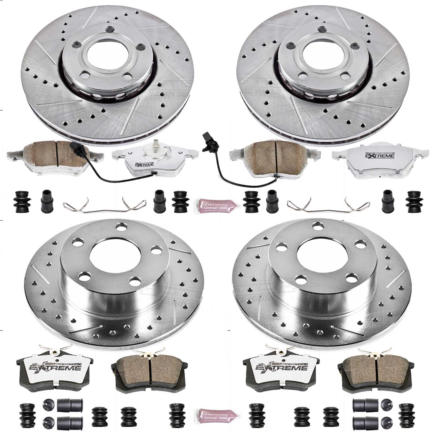 Power Stop K532-26 Z26 Extreme Street Warrior 1-Click Brake Kit (Front And Rear) for 1998-2001 Audi A6 product image
