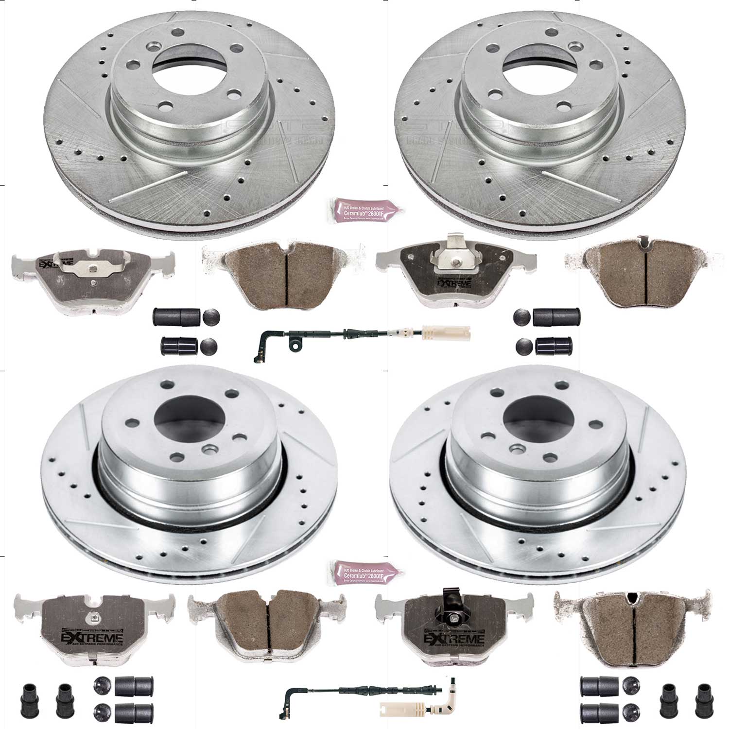 Power Stop K5439-26 Z26 Extreme Street Warrior 1-Click Brake Kit (Front And Rear) for 2006-2010 BMW 525XI product image