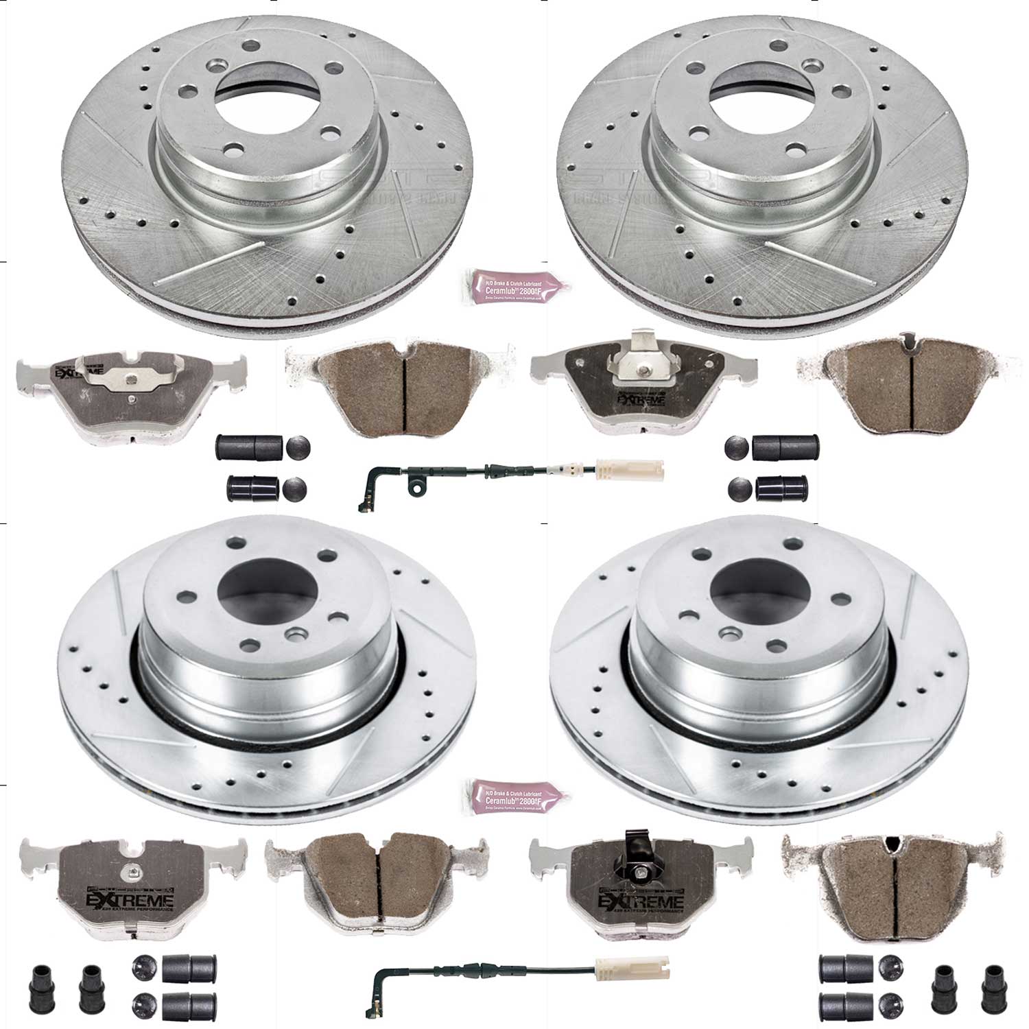 Power Stop K5440-26 Z26 Extreme Street Warrior 1-Click Brake Kit (Front And Rear) for 2006-2010 BMW 530XI Station Wagon product image