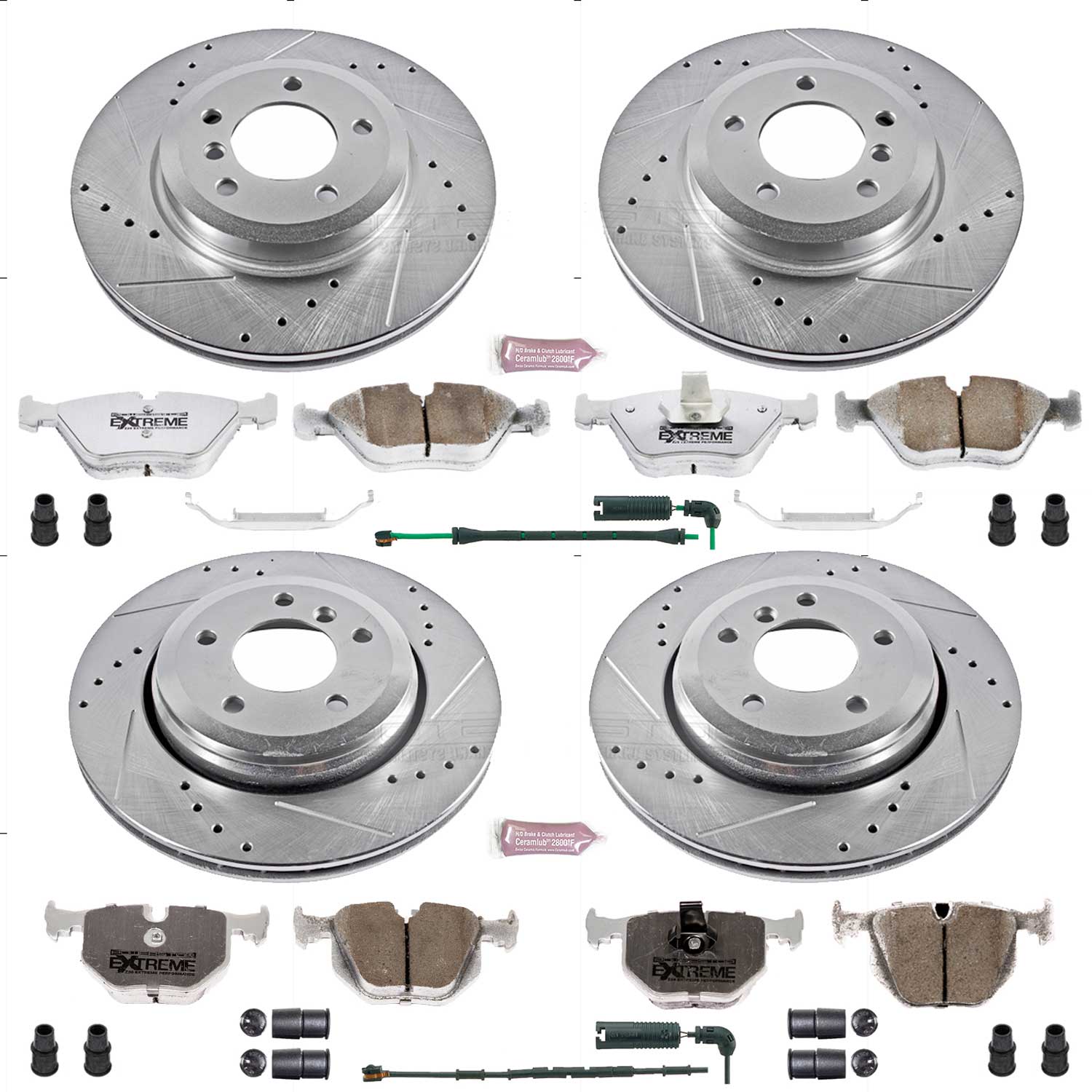 Power Stop K5728-26 Z26 Extreme Street Warrior 1-Click Brake Kit (Front And Rear) for 2001-2006 BMW 330CI product image