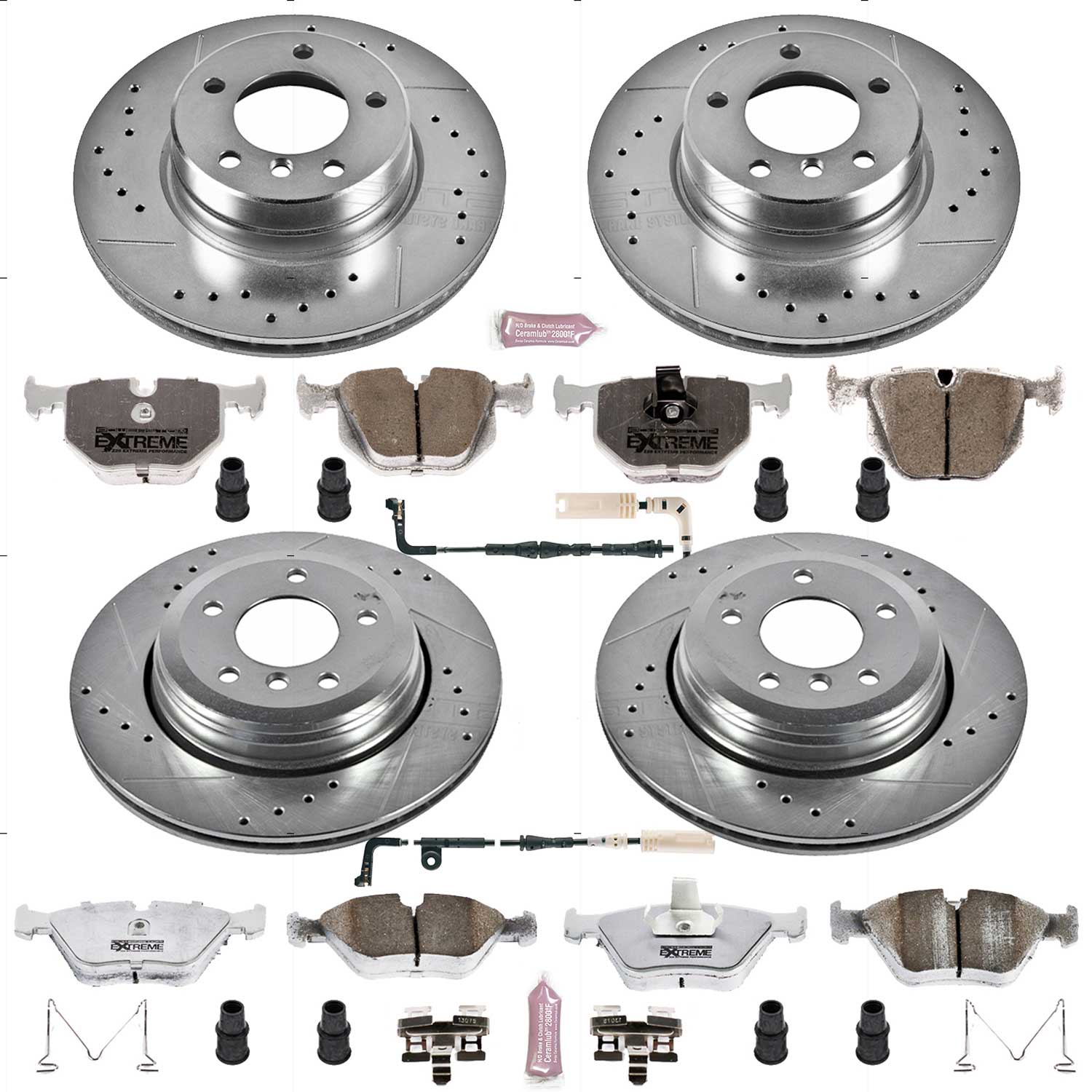 Power Stop K5764-26 Z26 Extreme Street Warrior 1-Click Brake Kit (Front And Rear) for 2004-2005 BMW 525I product image