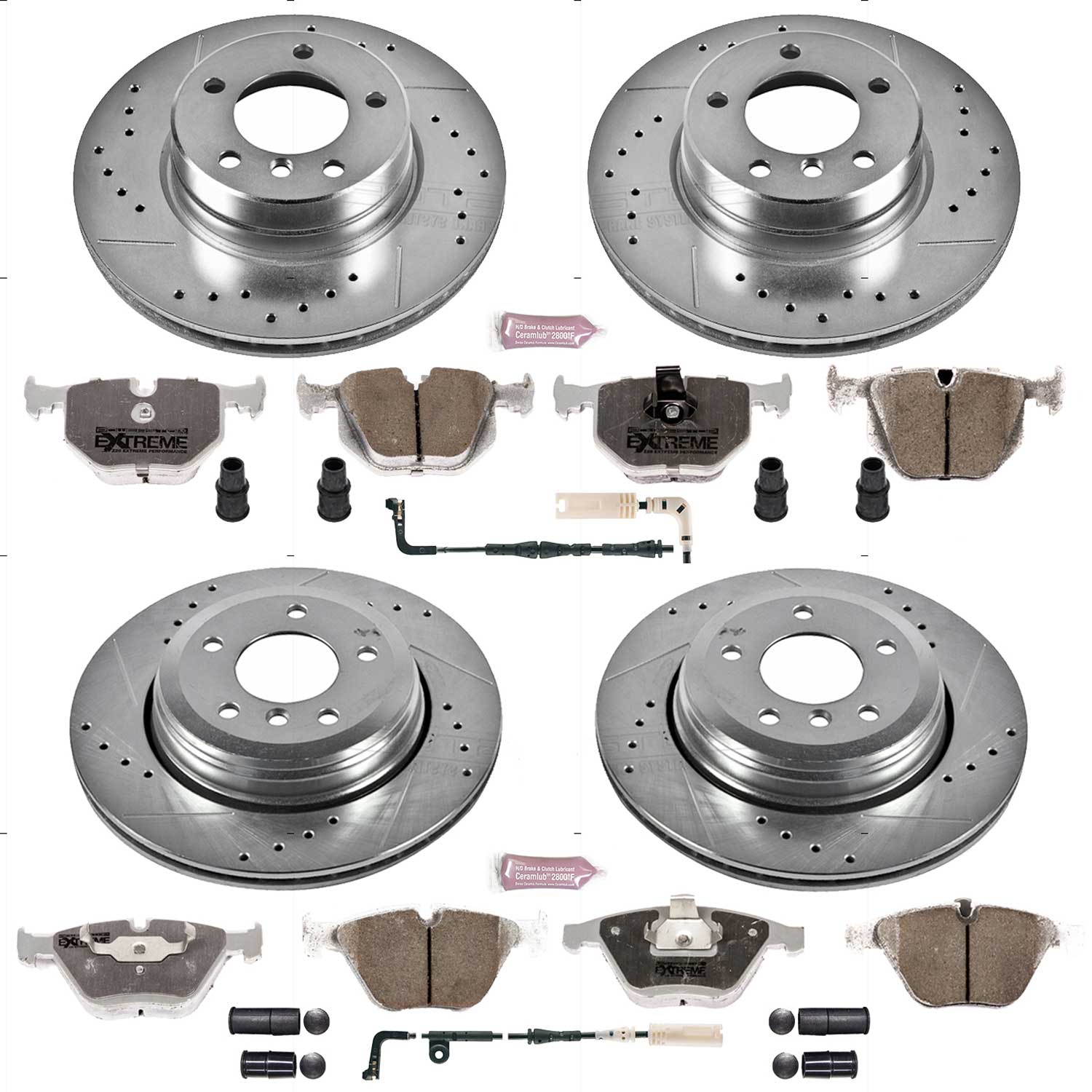 Power Stop K5765-26 Z26 Extreme Street Warrior 1-Click Brake Kit (Front And Rear) for 2006-2007 BMW 525I product image