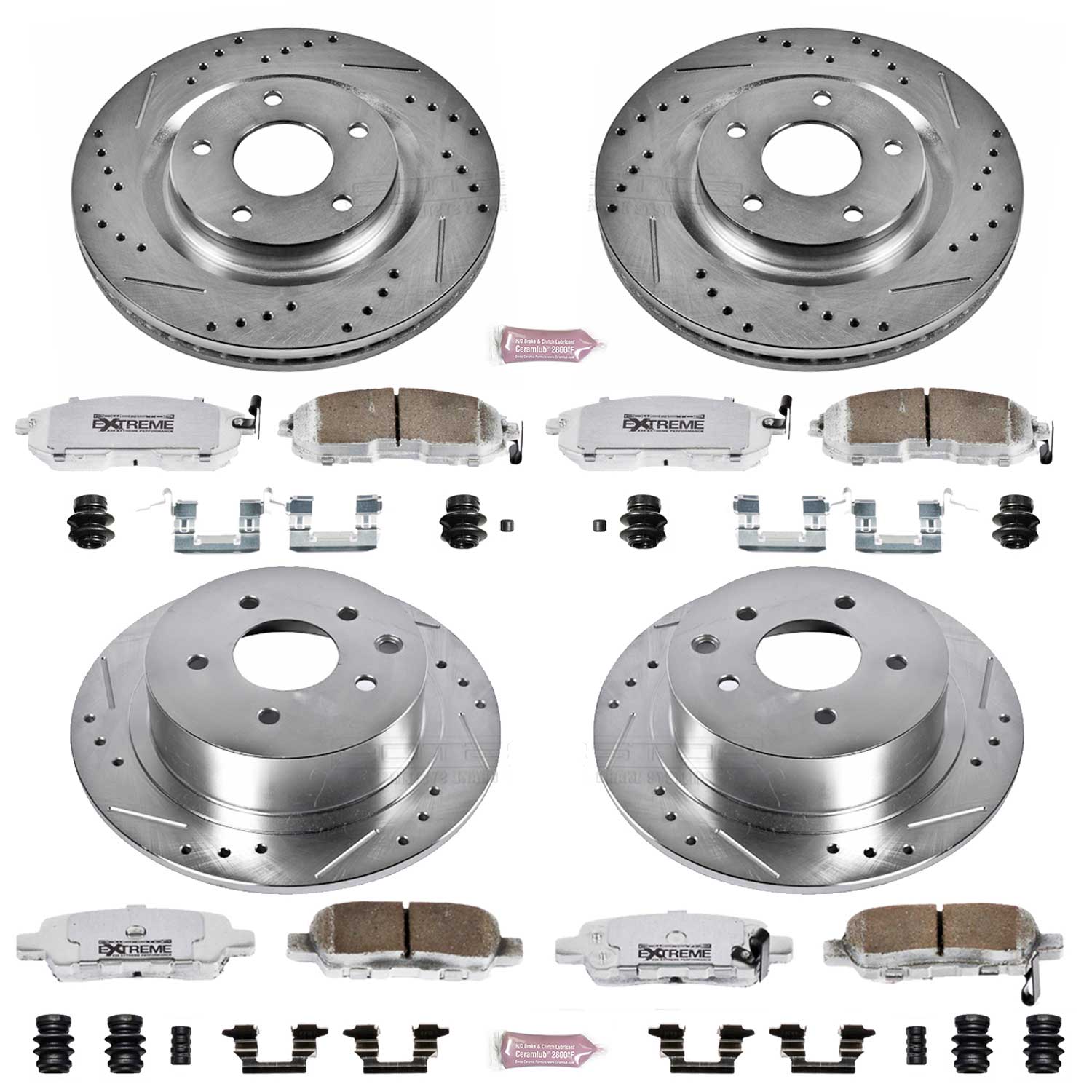 Power Stop K6095-26 Z26 Extreme Street Warrior 1-Click Brake Kit (Front And Rear) for 2017-2018 Nissan Sentra Nismo product image