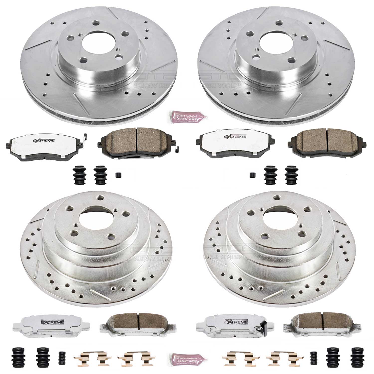 Power Stop K6109-26 Z26 Extreme Street Warrior 1-Click Brake Kit (Front And Rear) for 2002-2003 Subaru Impreza product image