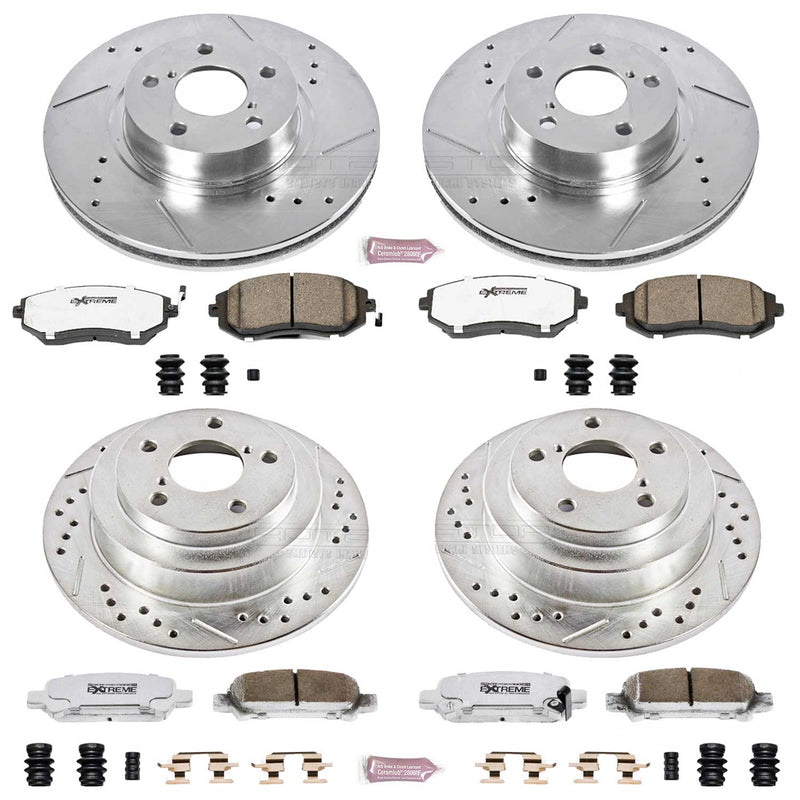 Power Stop K6109-26 Z26 Extreme Street Warrior 1-Click Brake Kit (Front And Rear) for 2002-2003 Subaru Impreza product image
