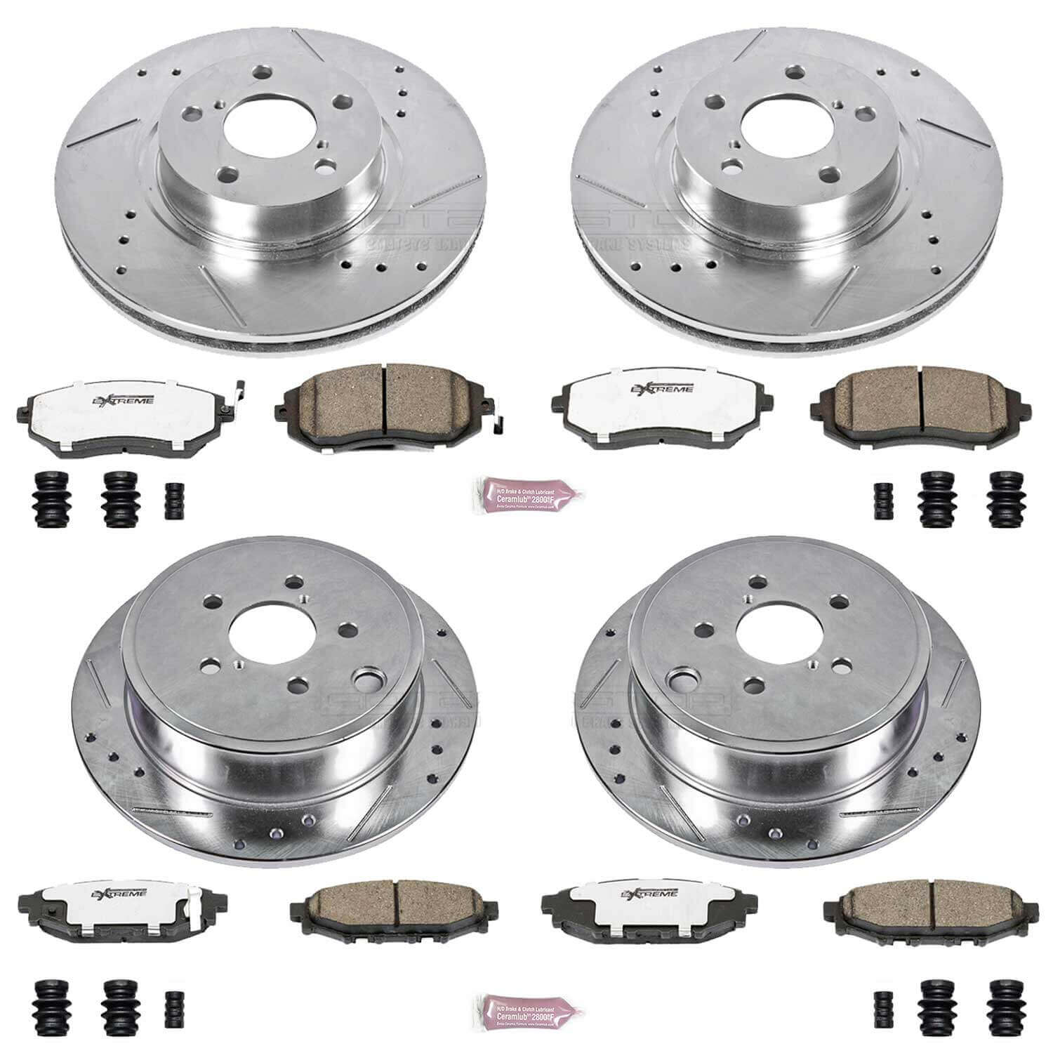 Power Stop K6110-26 Z26 Extreme Street Warrior 1-Click Brake Kit (Front And Rear) for 2008-2010 Subaru Impreza 2.5I Outback Sport product image