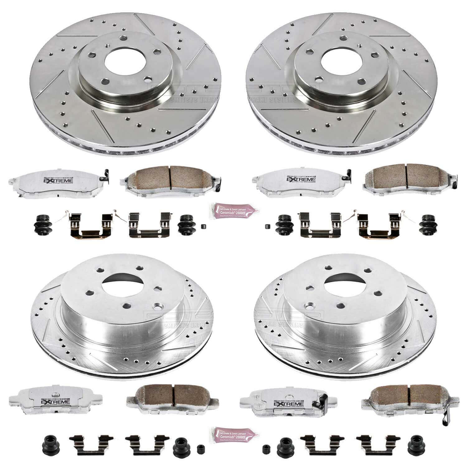 Power Stop K6237-26 Z26 Extreme Street Warrior 1-Click Brake Kit (Front And Rear) for 2011-2013 INFINITI M35H product image
