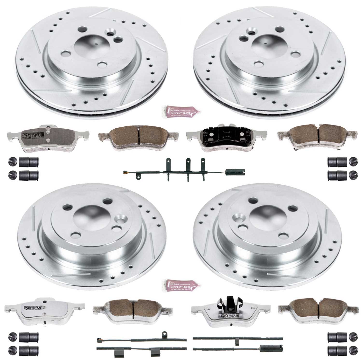 Power Stop K6296-26 Z26 Extreme Street Warrior 1-Click Brake Kit (Front And Rear) for 2007-2008 MINI Cooper Convertible product image