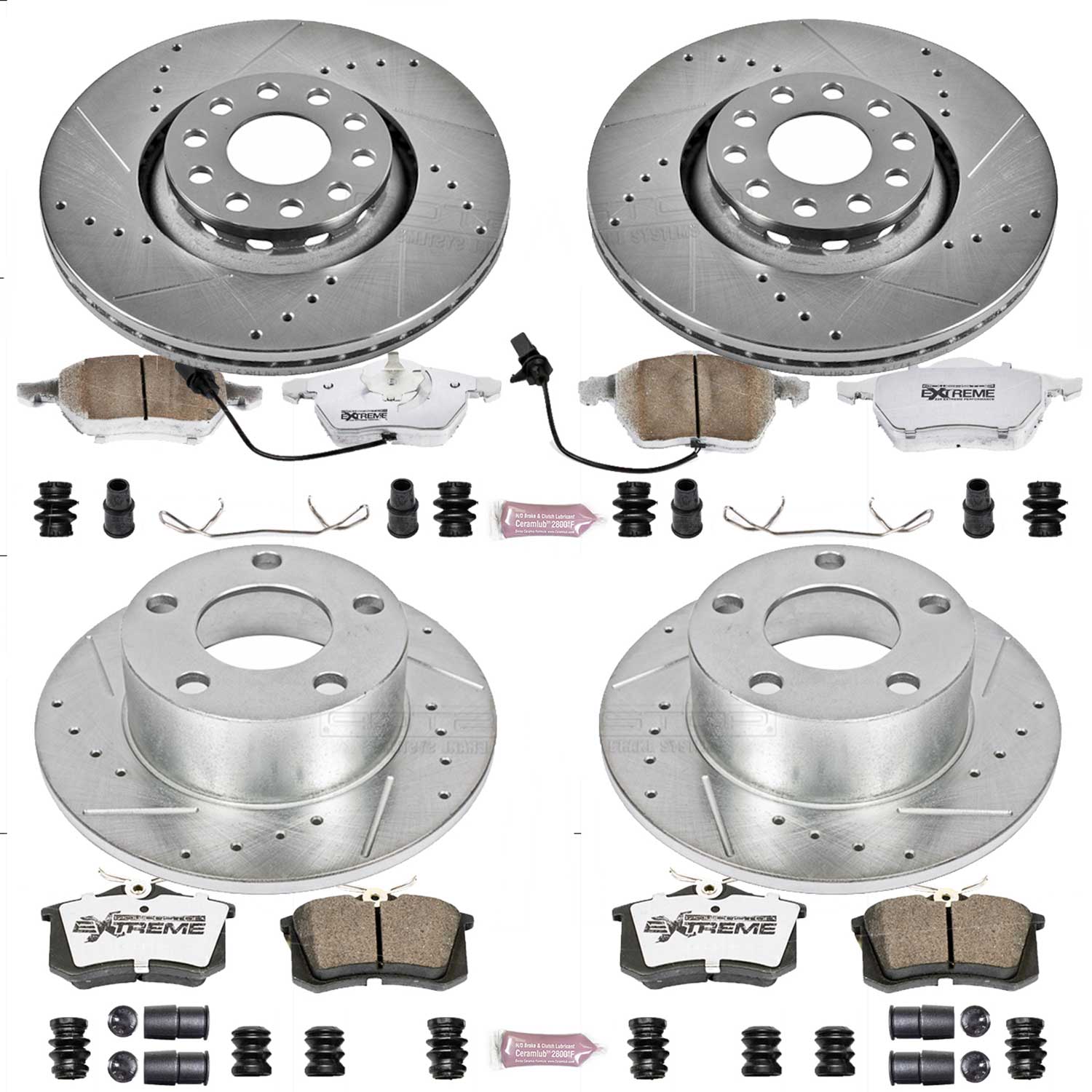 Power Stop K637-26 Z26 Extreme Street Warrior 1-Click Brake Kit (Front And Rear) for 1998-2004 Audi A6 product image