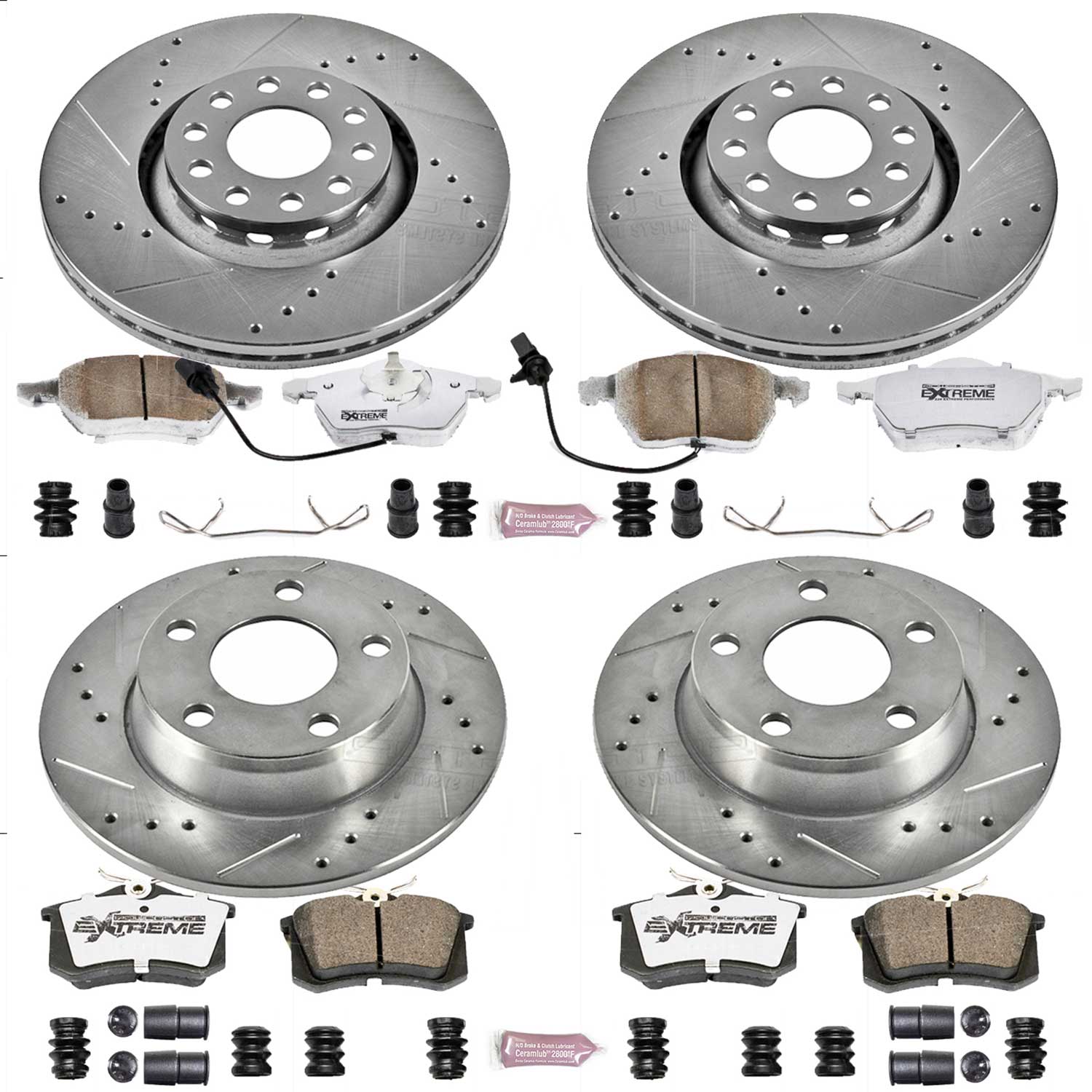Power Stop K639-26 Z26 Extreme Street Warrior 1-Click Brake Kit (Front And Rear) for 1998-2004 Audi A6 product image