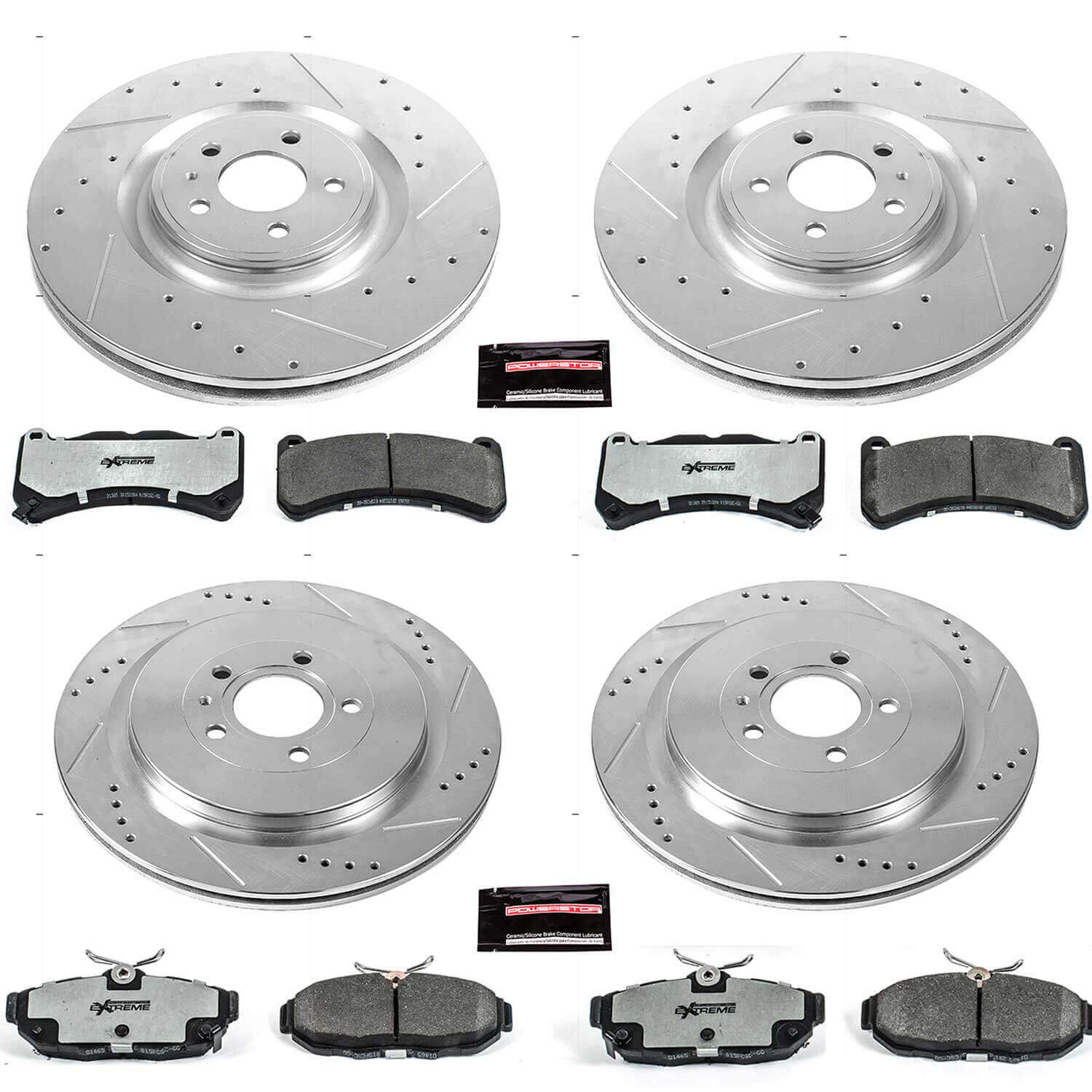 Power Stop K6401-26 Z26 Extreme Street Warrior 1-Click Brake Kit (Front And Rear) for 2013-2014 Ford Mustang Shelby GT500 product image