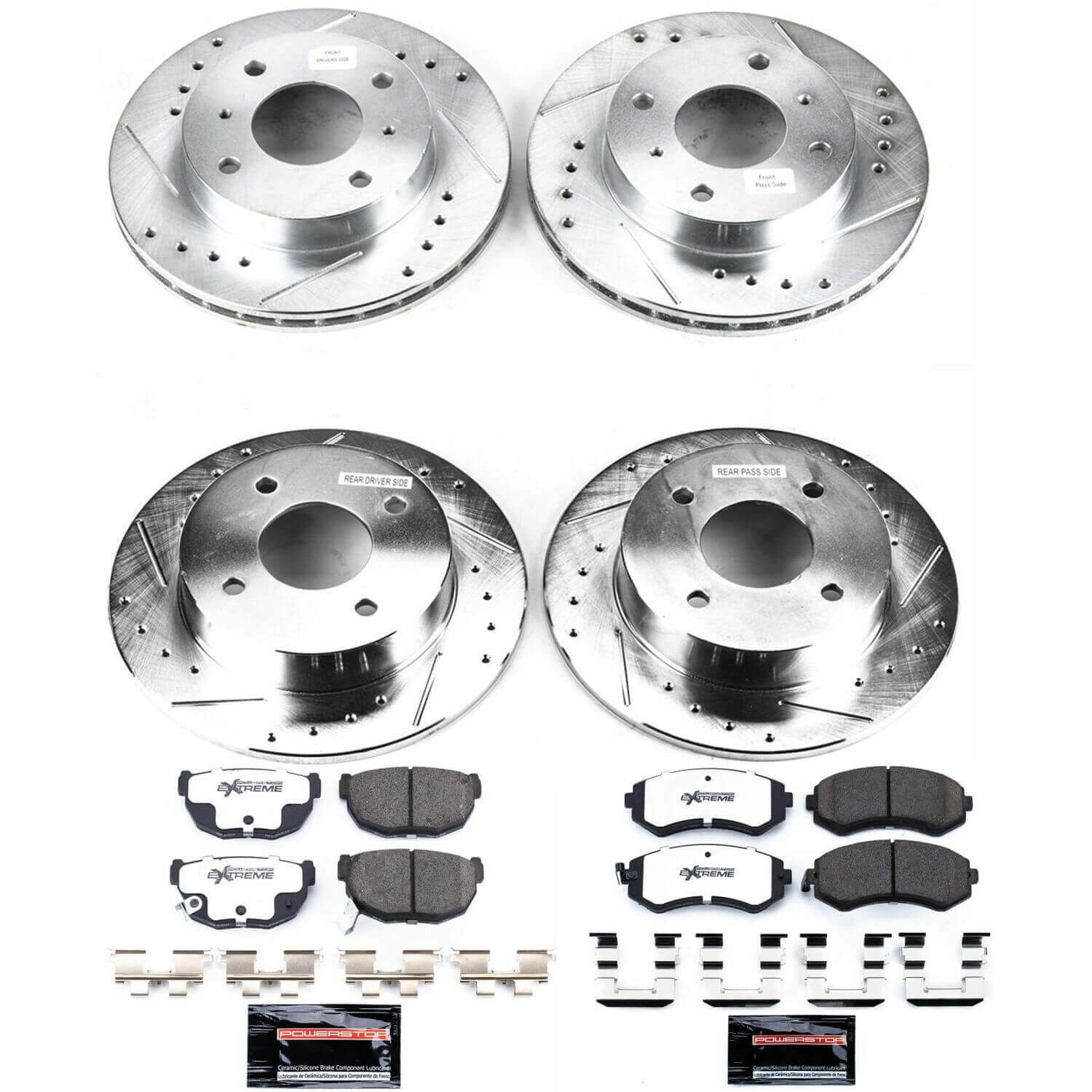 Power Stop K655-26 Z26 Street Warrior 1-Click Front And Rear Brake Kit for 1989-1996 Nissan 240SX Non-Abs product image