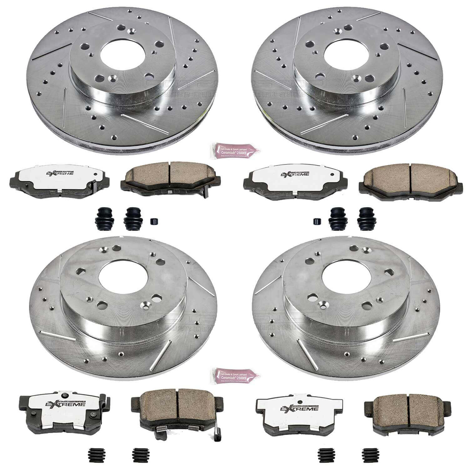 Power Stop K6781-26 Z26 Extreme Street Warrior 1-Click Brake Kit (Front And Rear) for 2013-2015 Acura Ilx product image