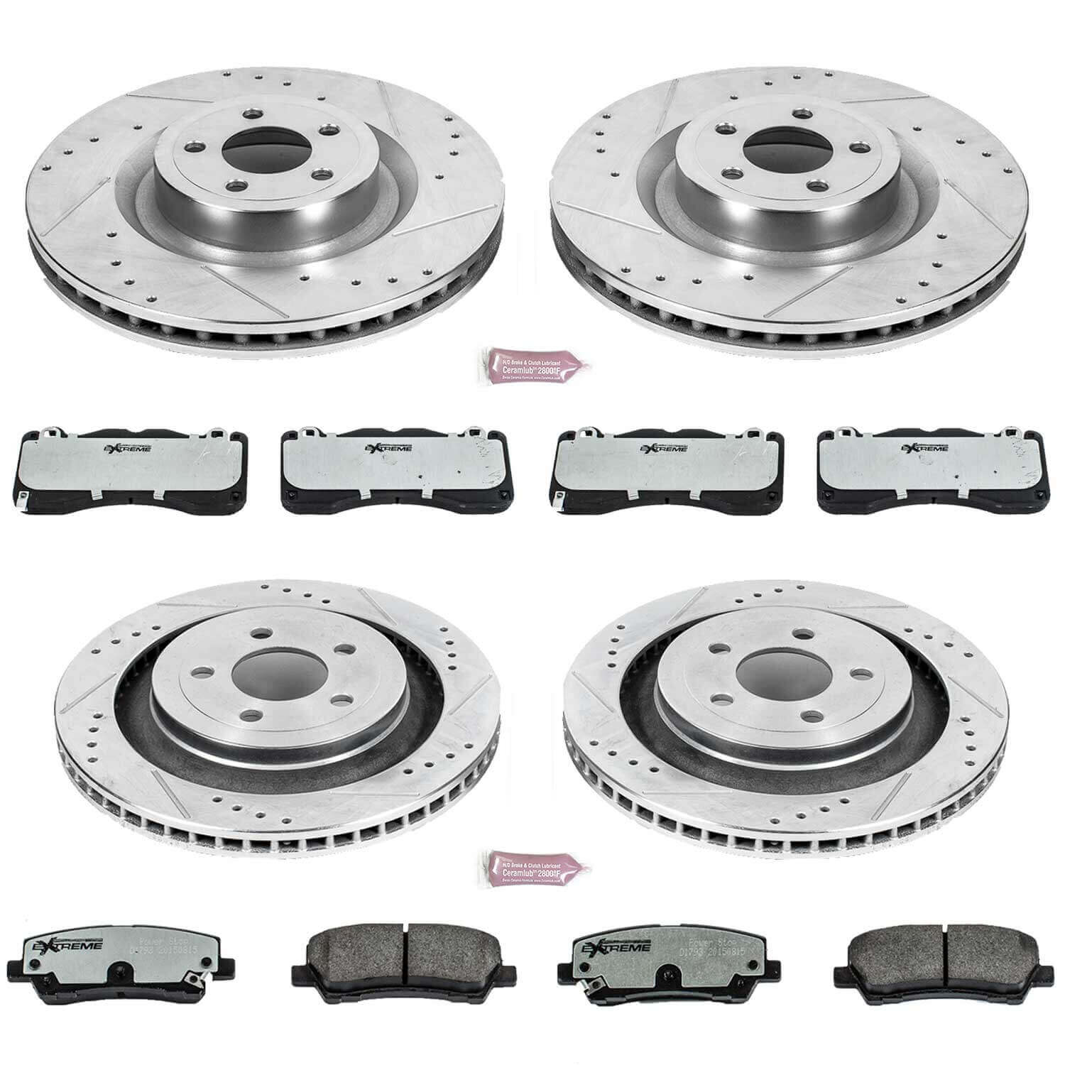 Power Stop K6810-26 Z26 Extreme Street Warrior 1-Click Brake Kit (Front And Rear) for 2015-2023 Ford Mustang product image