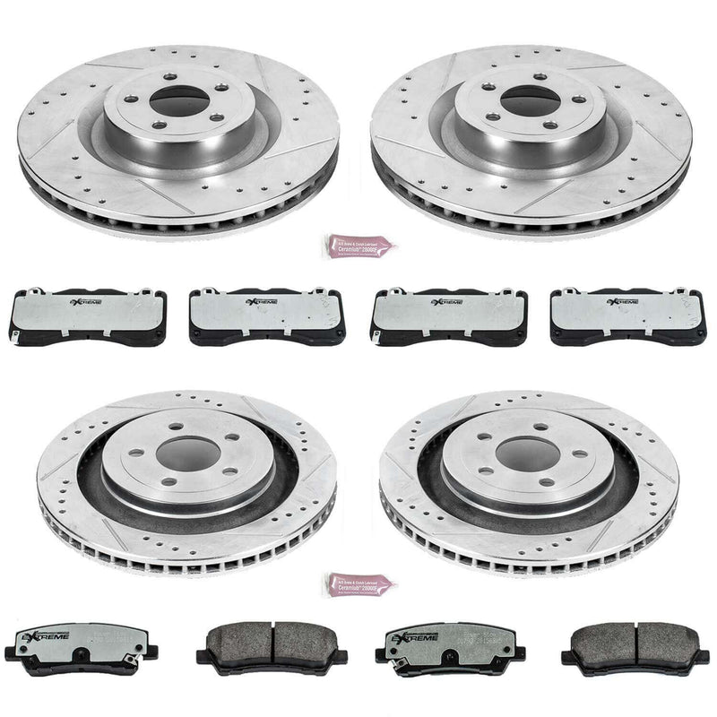 Power Stop K6810-26 Z26 Extreme Street Warrior 1-Click Brake Kit (Front And Rear) for 2015-2023 Ford Mustang product image