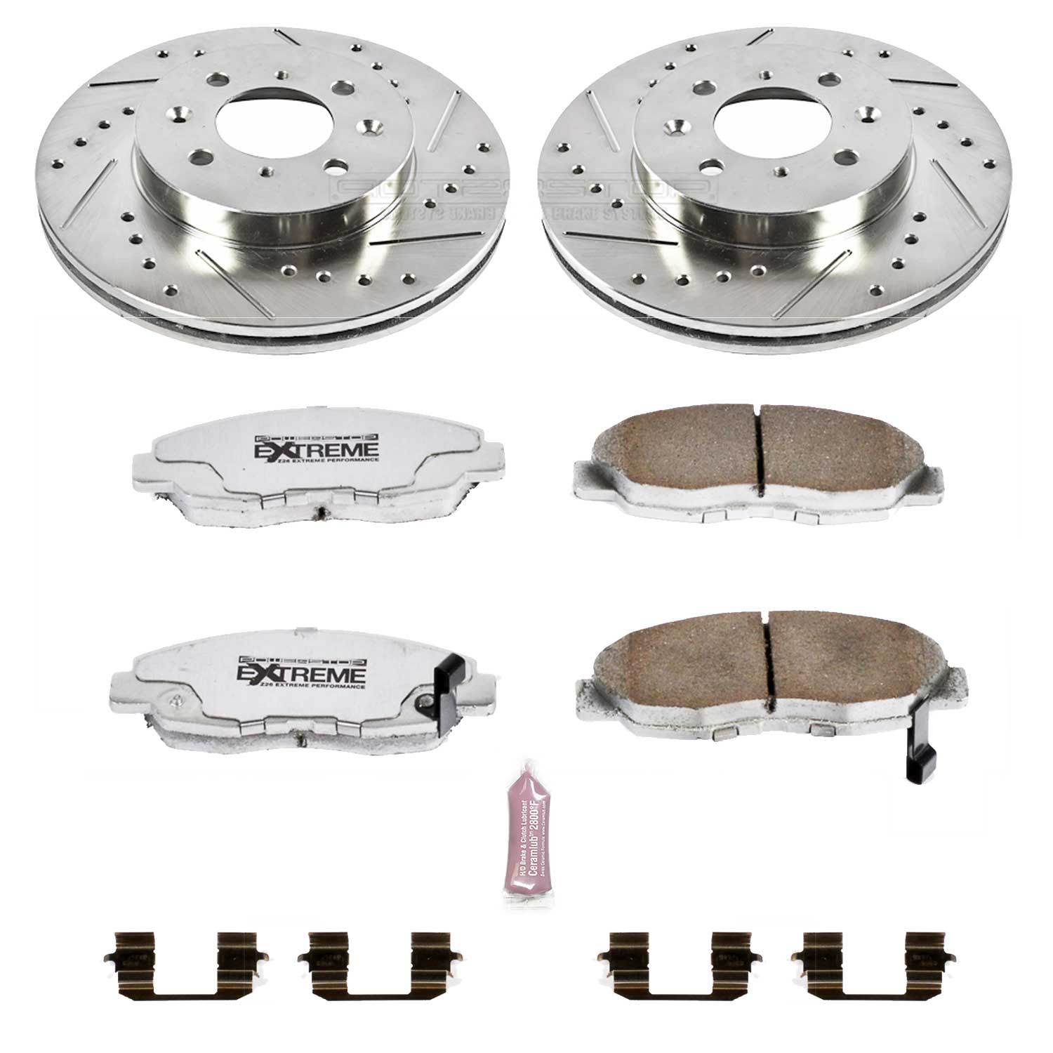 Power Stop K690-26 Z26 Extreme Street Warrior 1-Click Brake Kit (Front) for 1996-2014 Honda Civic product image