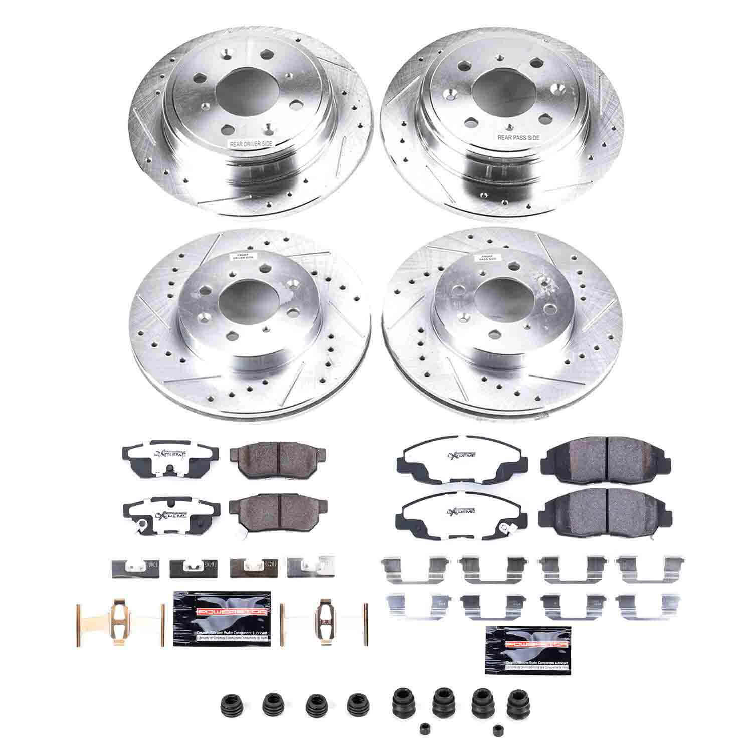 Power Stop K691-26 Z26 Extreme Street Warrior 1-Click Brake Kit (Front And Rear) for 1999-2000 Honda Civic product image