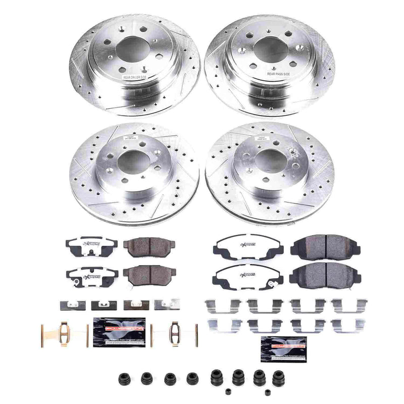 Power Stop K691-26 Z26 Extreme Street Warrior 1-Click Brake Kit (Front And Rear) for 1999-2000 Honda Civic product image