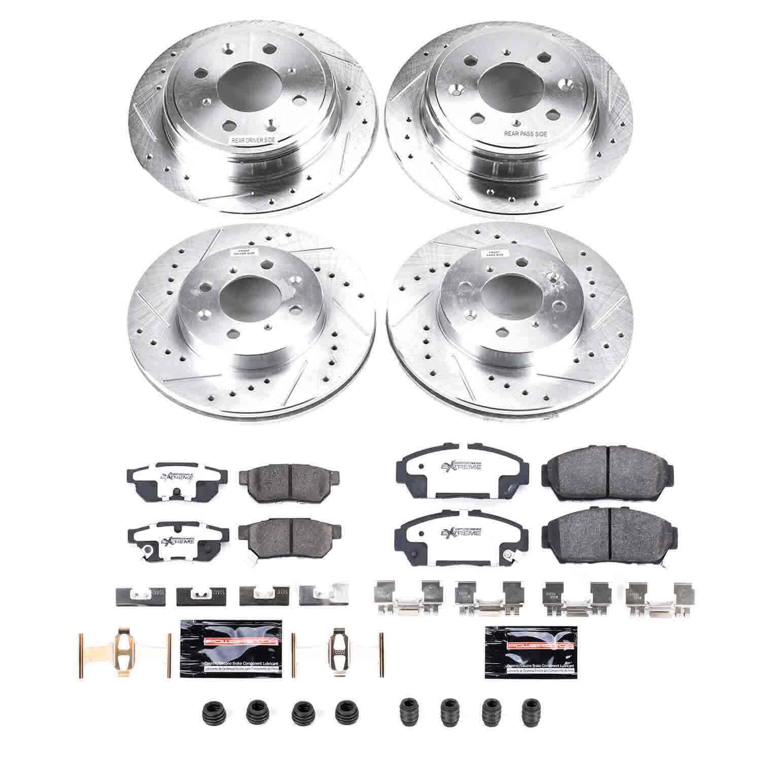 Power Stop K693-26 Z26 Extreme Street Warrior 1-Click Brake Kit (Front And Rear) for 1993-2001 Acura Integra product image