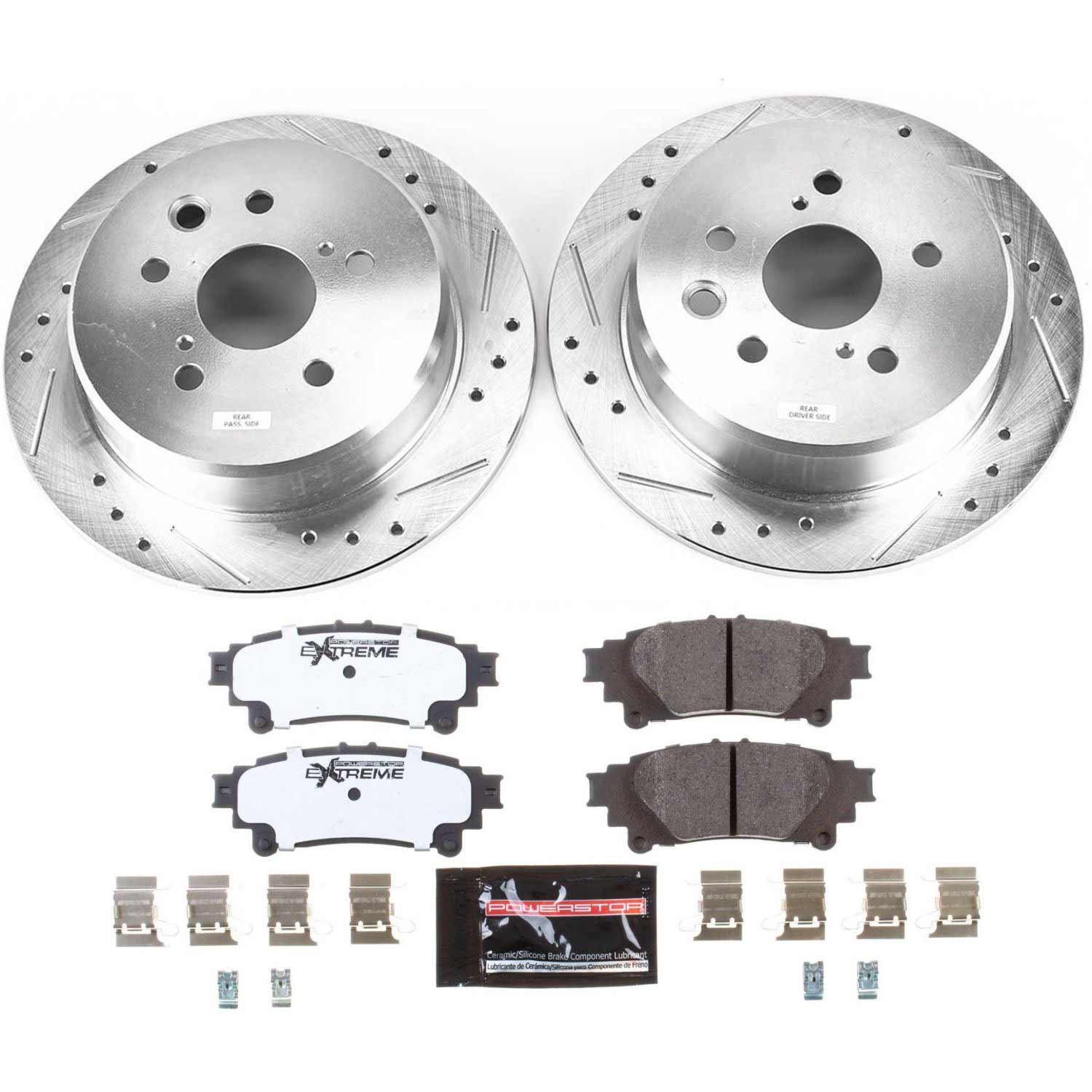 Power Stop K6930-26 Z26 Street Warrior 1-Click Rear Pad And Rotor Kit for 2014-2015 Lexus IS250 Base, C F Sport, F Sport product image