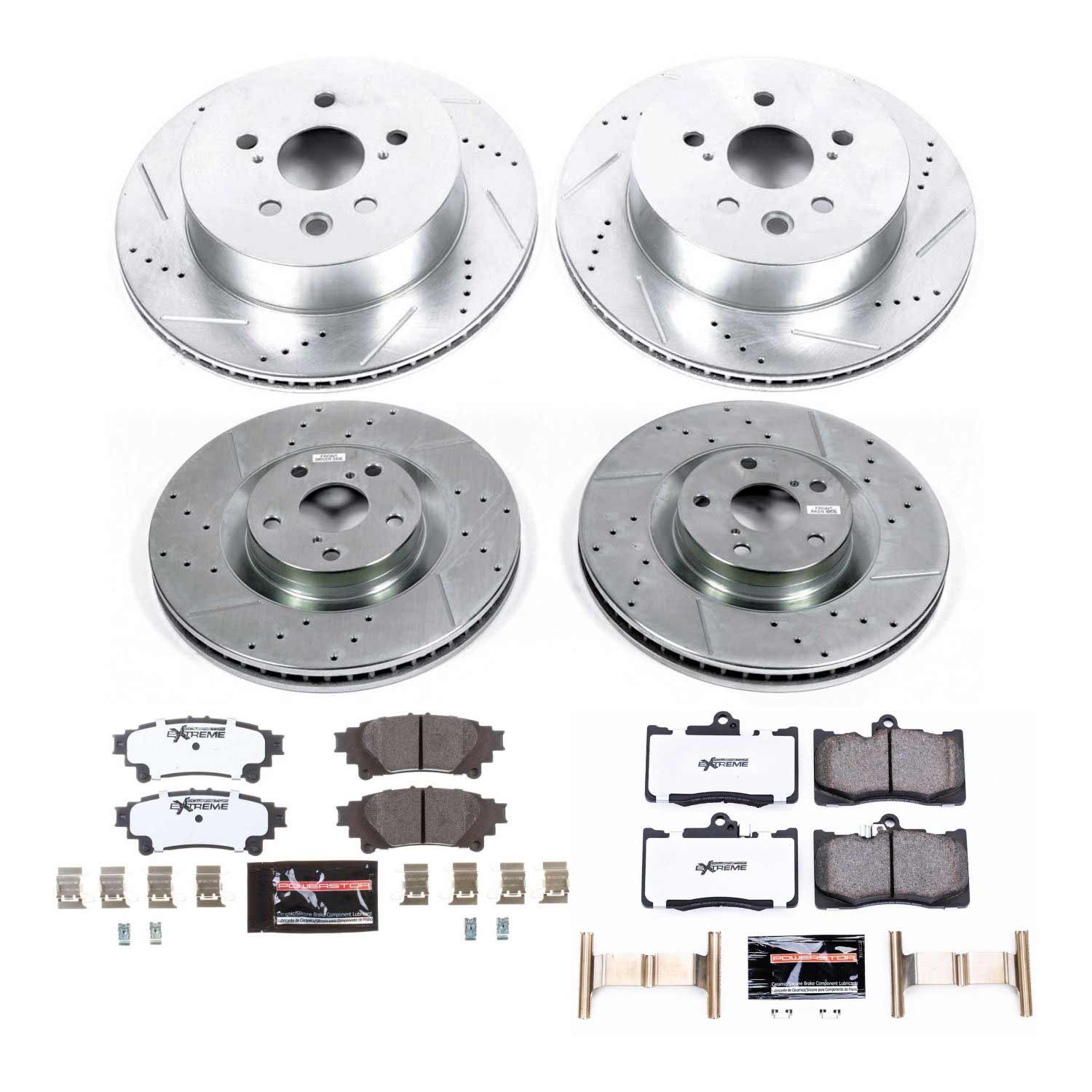 Power Stop K6947-26 Z26 Street Warrior 1-Click Front And Rear Pad And Rotor Kit for 2014-2015 Lexus IS350 C, C F Sport product image