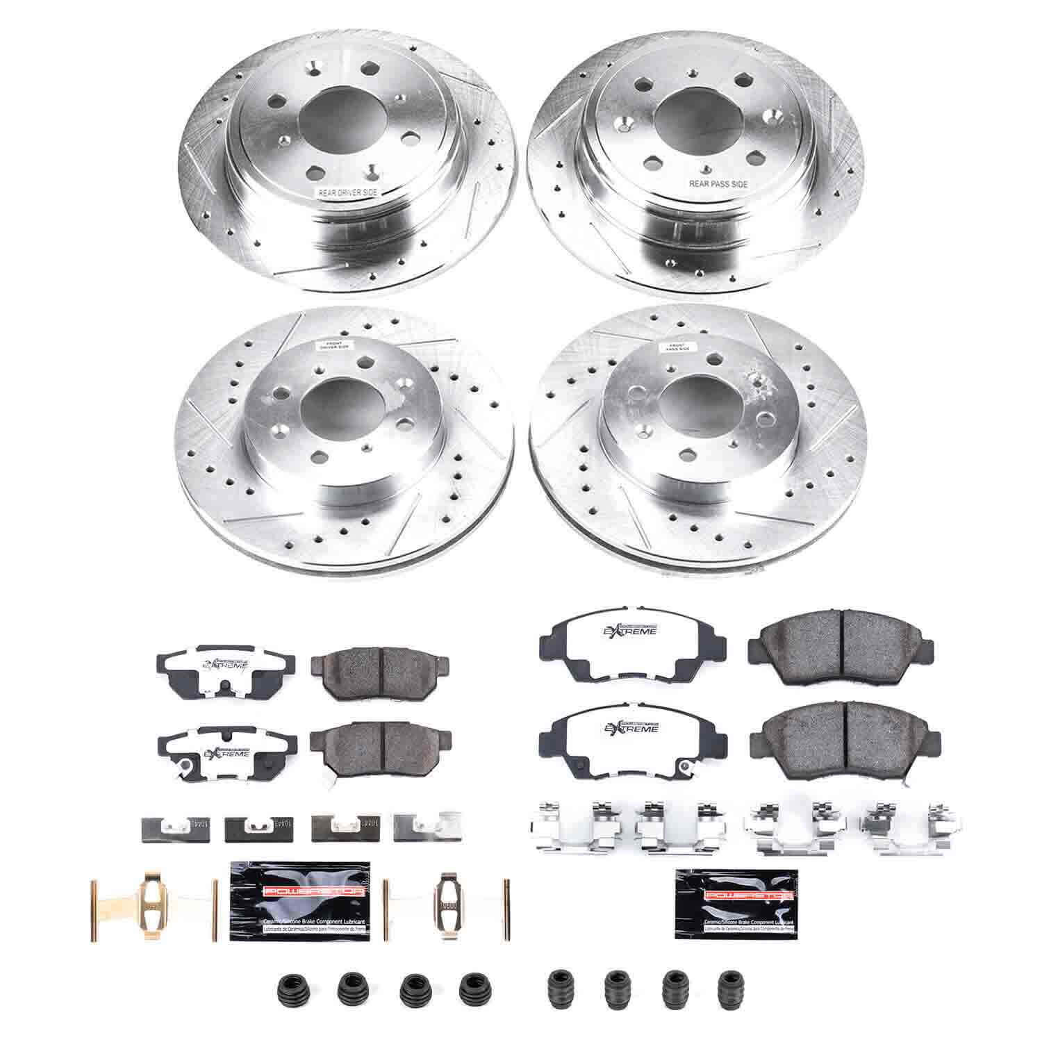 Power Stop K695-26 Z26 Extreme Street Warrior 1-Click Brake Kit (Front And Rear) for 1994-1997 Honda Civic Del Sol Vtec product image