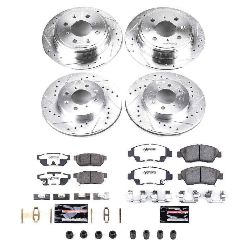 Power Stop K695-26 Z26 Extreme Street Warrior 1-Click Brake Kit (Front And Rear) for 1994-1997 Honda Civic Del Sol Vtec product image