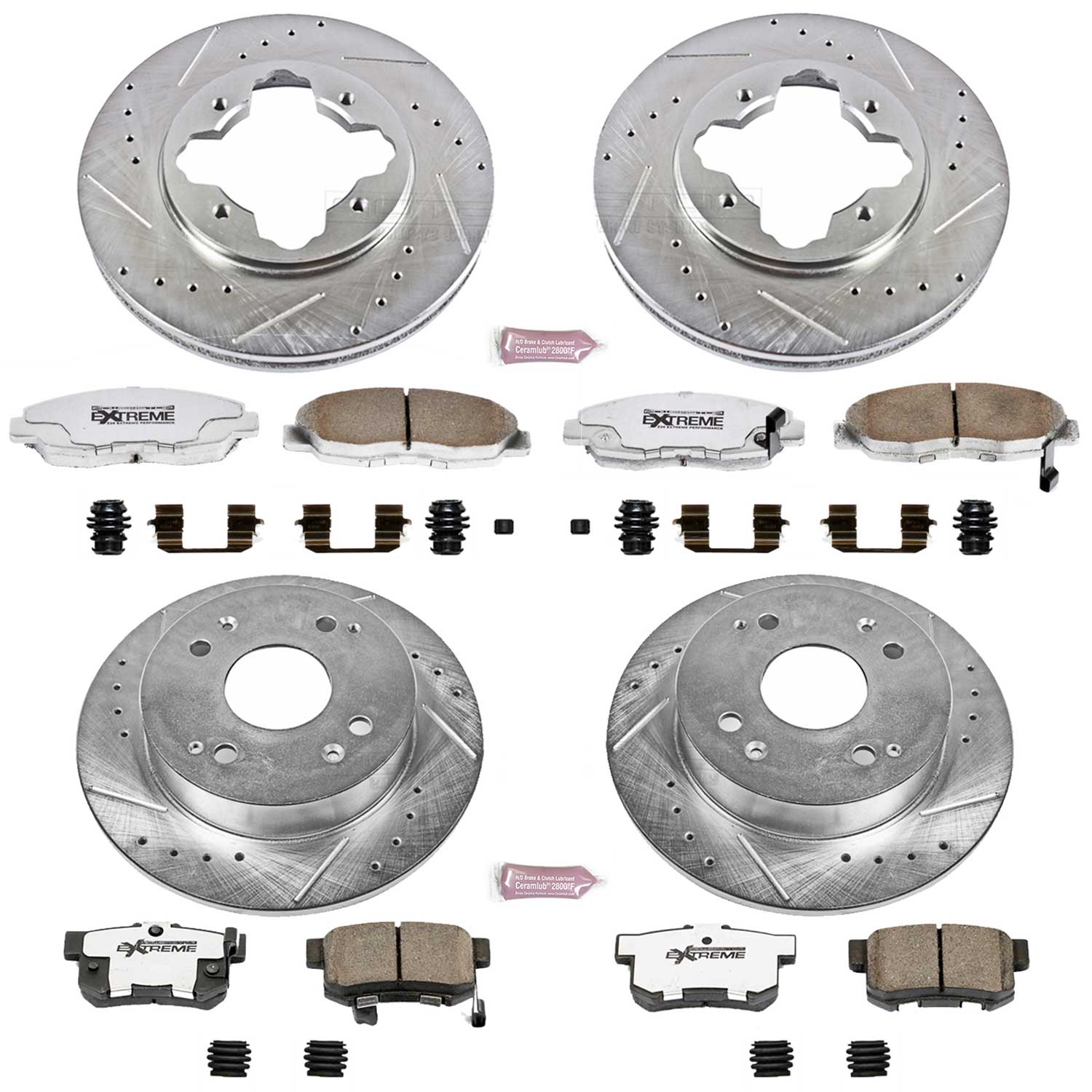 Power Stop K698-26 Z26 Extreme Street Warrior 1-Click Brake Kit (Front And Rear) for 1991-1997 Acura Cl product image