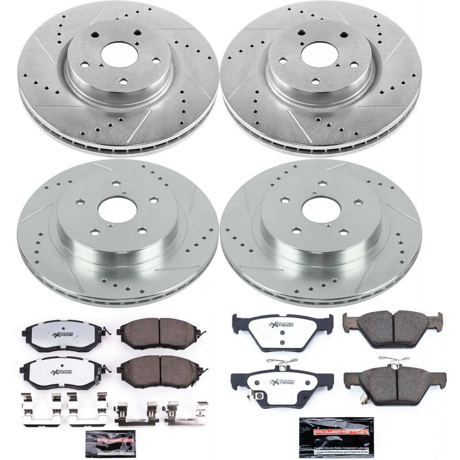 Power Stop K7028-26 Z26 Street Warrior 1-Click Front And Rear Brake Kit for 2015-2021 Subaru Legacy 3.6R product image