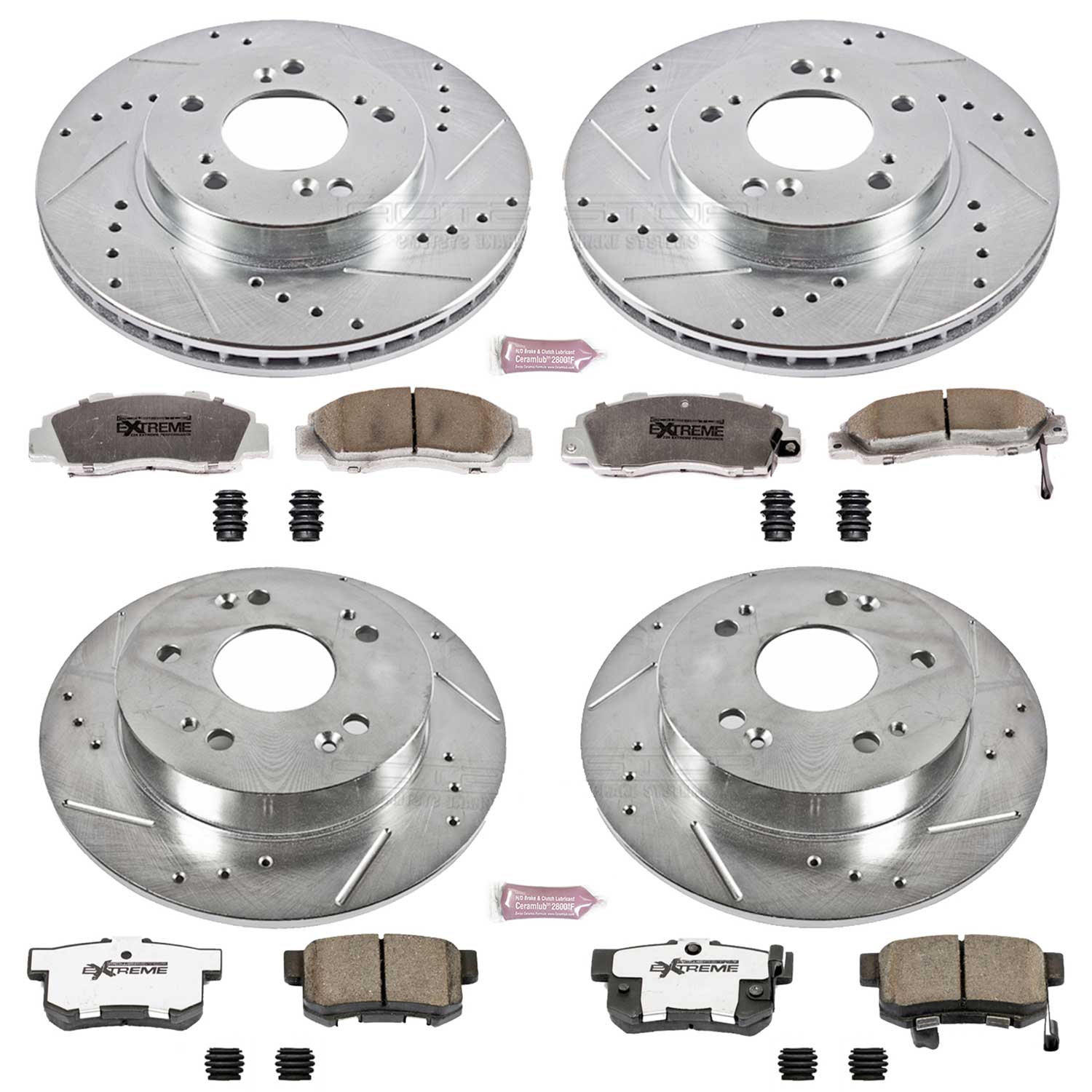 Power Stop K706-26 Z26 Extreme Street Warrior 1-Click Brake Kit (Front And Rear) for 1997-2001 Honda Prelude product image