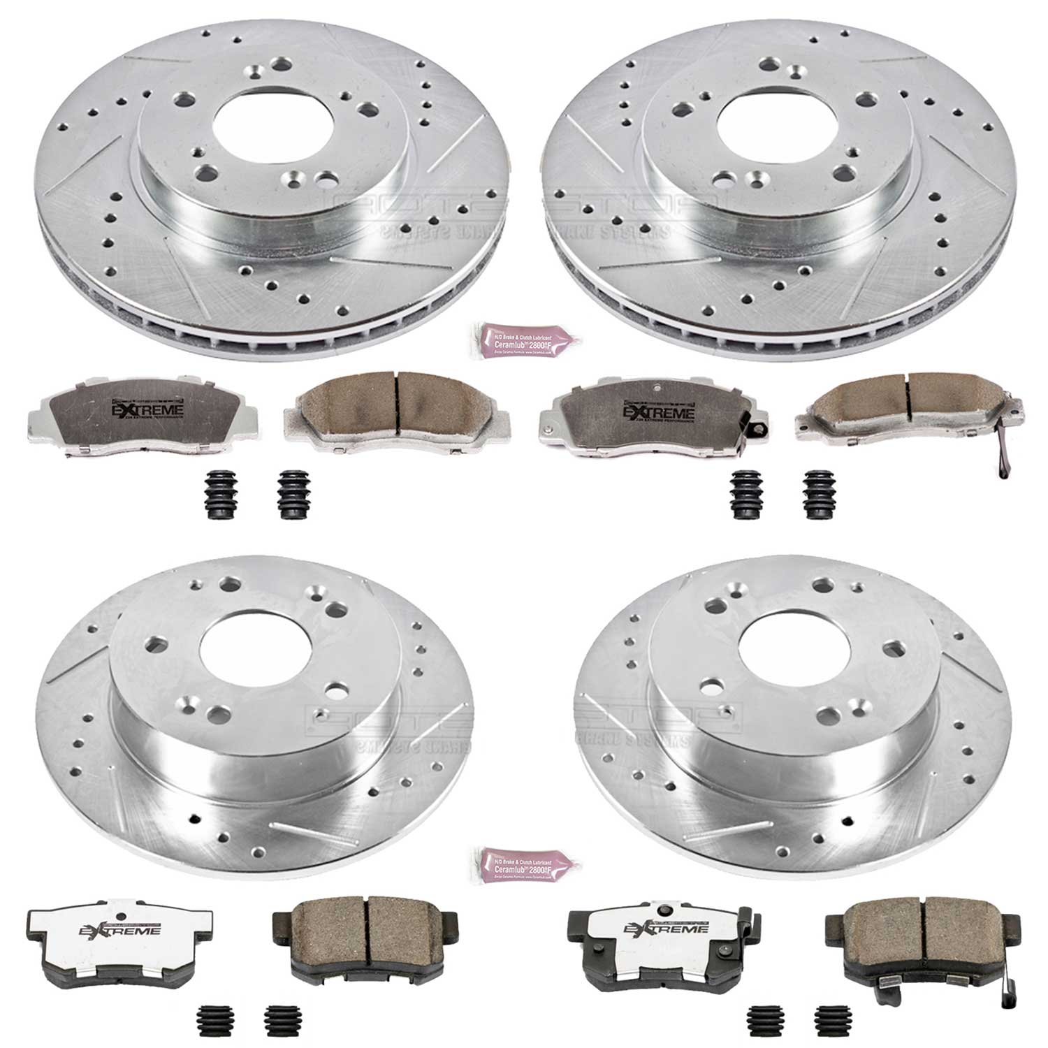 Power Stop K707-26 Z26 Extreme Street Warrior 1-Click Brake Kit (Front And Rear) for 1997-2001 Acura Integra Type product image