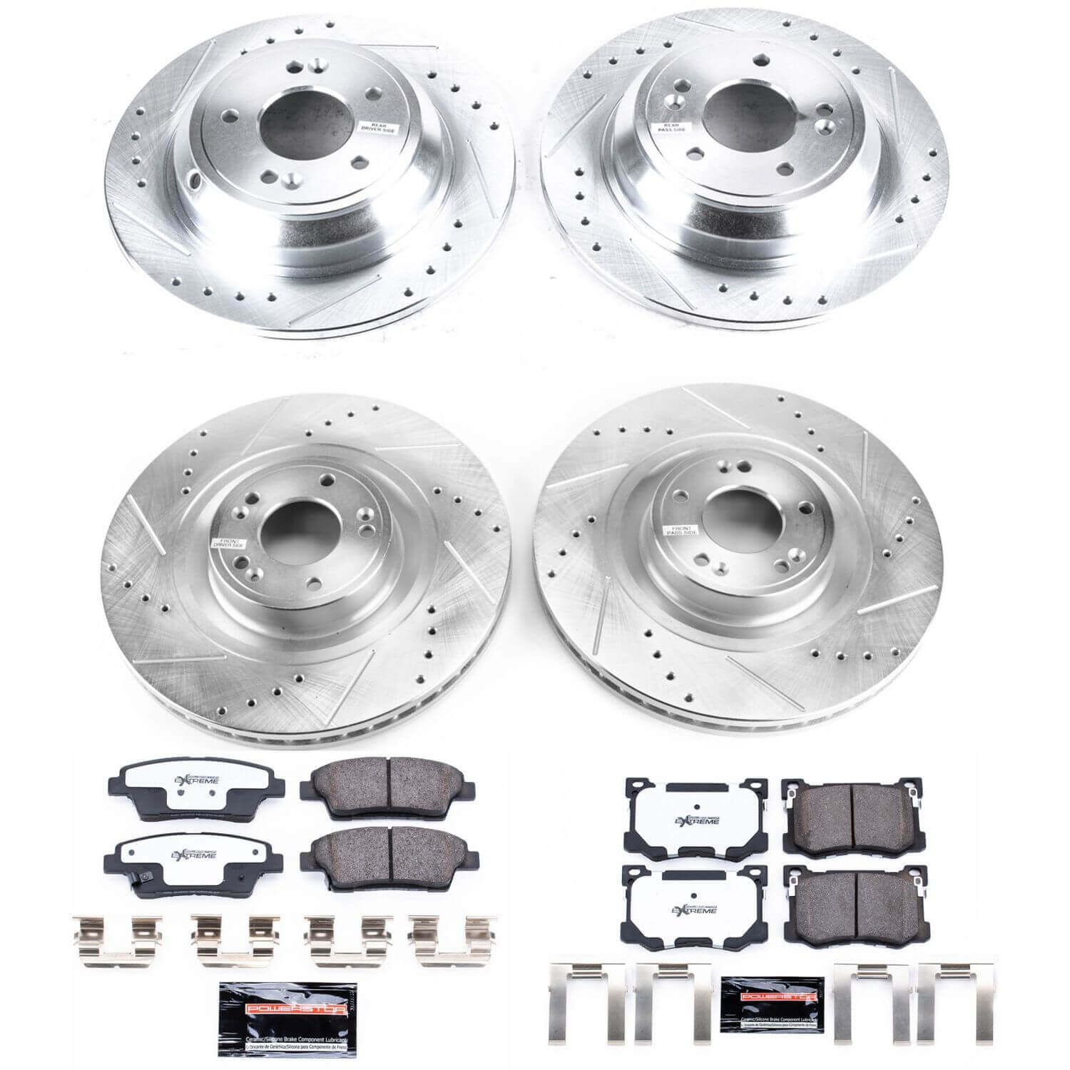 Power Stop K7386-26 Z26 Street Warrior 1-Click Front And Rear Brake Kit for 2015-2016 Hyundai Genesis product image