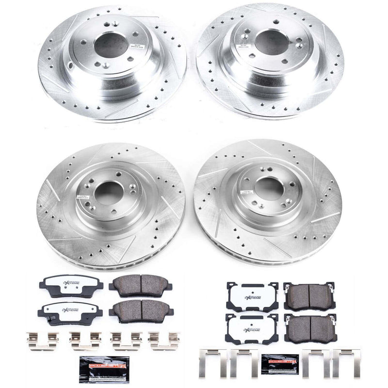 Power Stop K7386-26 Z26 Street Warrior 1-Click Front And Rear Brake Kit for 2015-2016 Hyundai Genesis product image