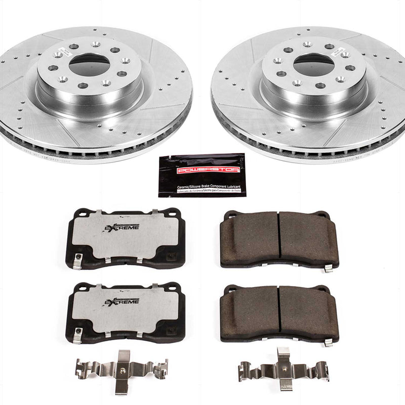 Power Stop K7777-26 Z26 Street Warrior 1-Click Drilled And Slotted Front Brake Kit for 2014-2019 Cadillac Cts Vsport Vsport product image