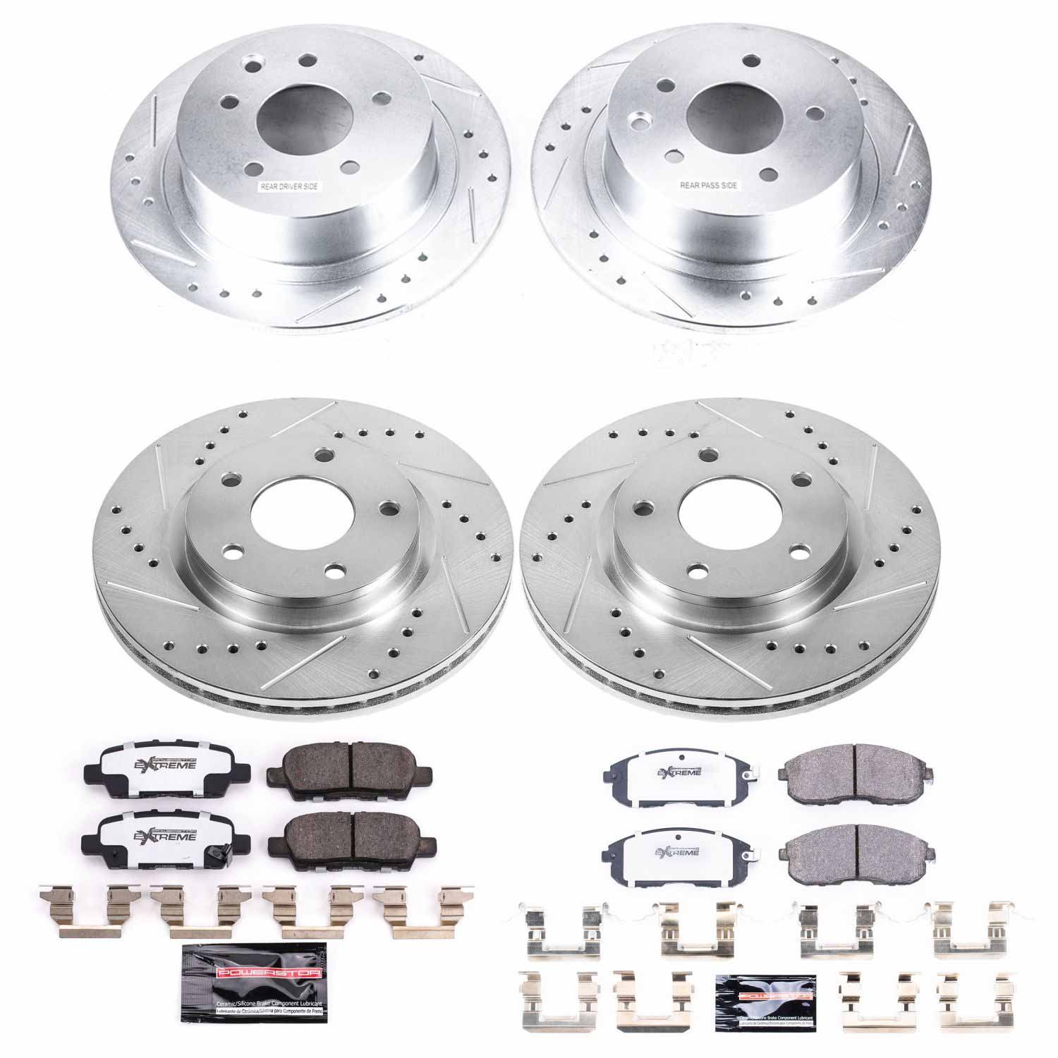 Power Stop K8359-26 Z26 Street Warrior 1-Click Front And Rear Pad And Rotor Kit for 2019 Nissan Sentra S, SL, SR product image