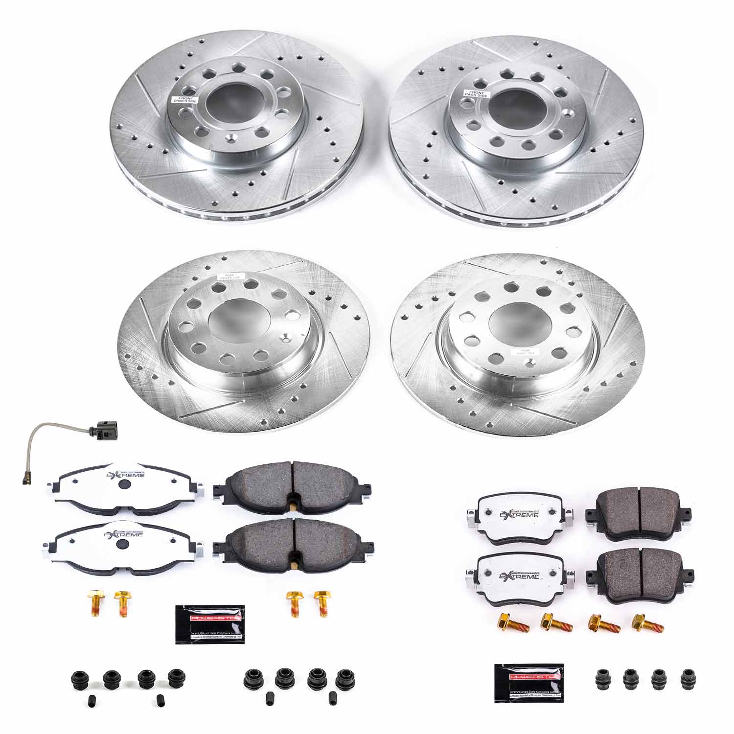 Power Stop K8363-26 Z26 Street Warrior 1-Click Front And Rear Pad And Rotor Kit for 2015-2021 Volkswagen Golf product image