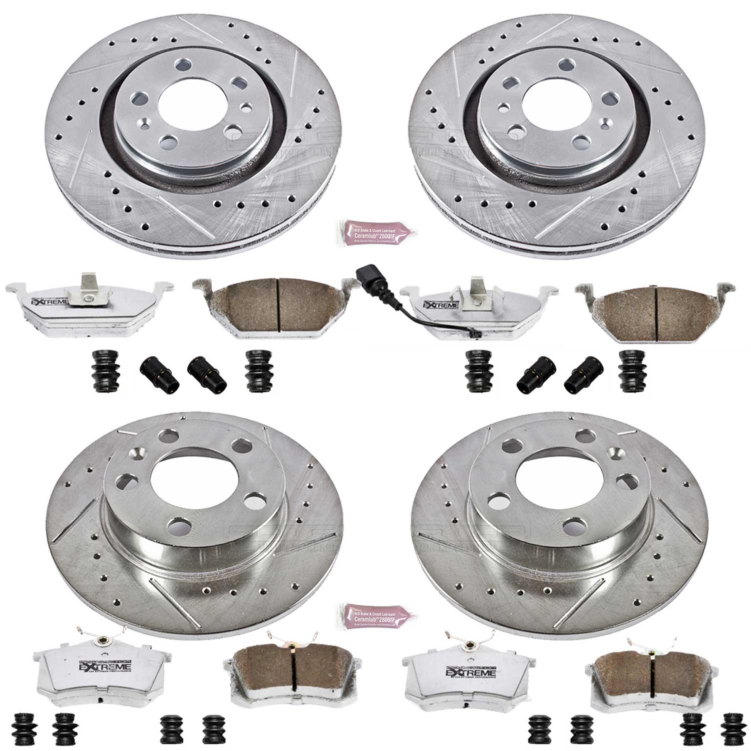 Power Stop K840-26 Z26 Extreme Street Warrior 1-Click Brake Kit (Front And Rear) for 1999-2006 Volkswagen Beetle product image