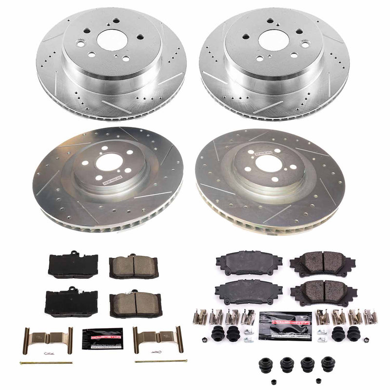 Power Stop K8453-26 Front And Rear Z26 Street Warrior 1-Click Pad And Rotor Kit for 2018-2019 Lexus GS300 F Sport product image