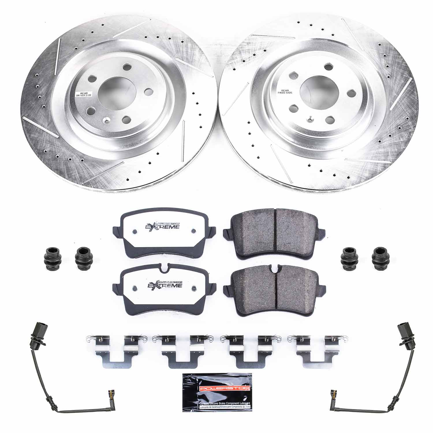 Power Stop K8486-26 Rear Z26 Street Warrior 1-Click Pad And Rotor Kit for 2011-2018 Audi A8 Quattro product image