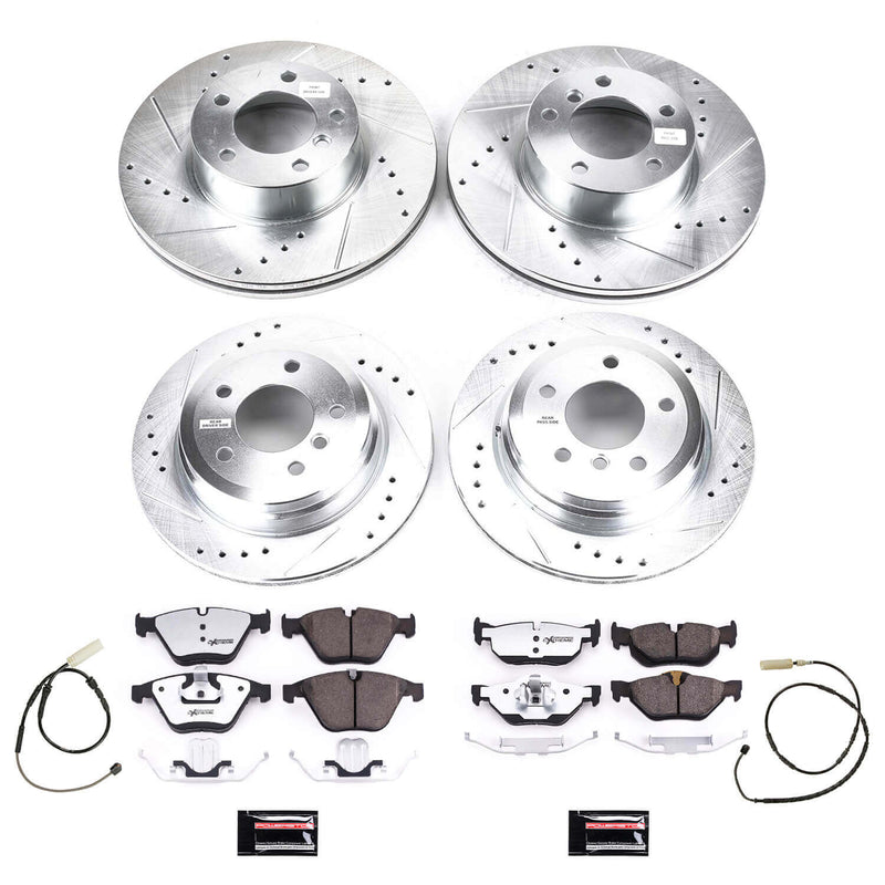 Power Stop K8882-26 Front And Rear Z26 Street Warrior 1-Click Pad And Rotor Kit for 2011-2012 BMW 328I Convertible, Station Wagon product image