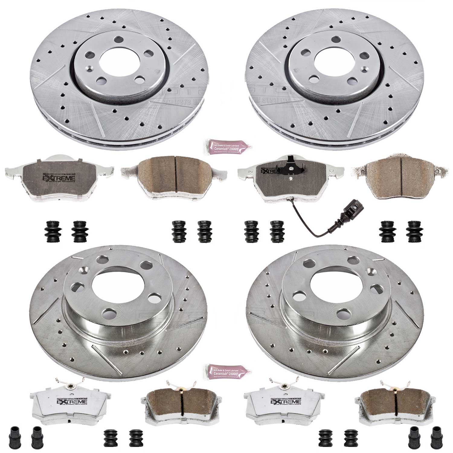 Power Stop K899-26 Z26 Extreme Street Warrior 1-Click Brake Kit (Front And Rear) for 1999-2010 Volkswagen Beetle product image