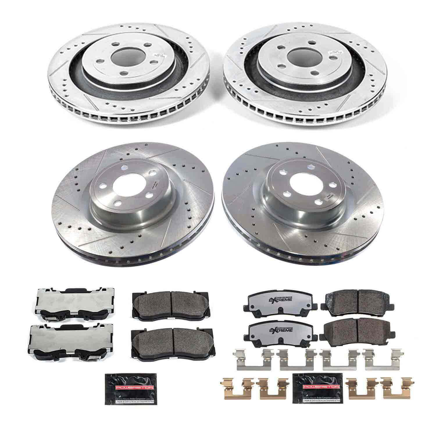 Power Stop K9030-26 Front And Rear Z26 Extreme Street Warrior 1-Click Pad And Rotor Kit for 2021-2023 Ford Mustang Ecoboost, Ecoboost Premium, GT, GT Premium, Mach 1 product image