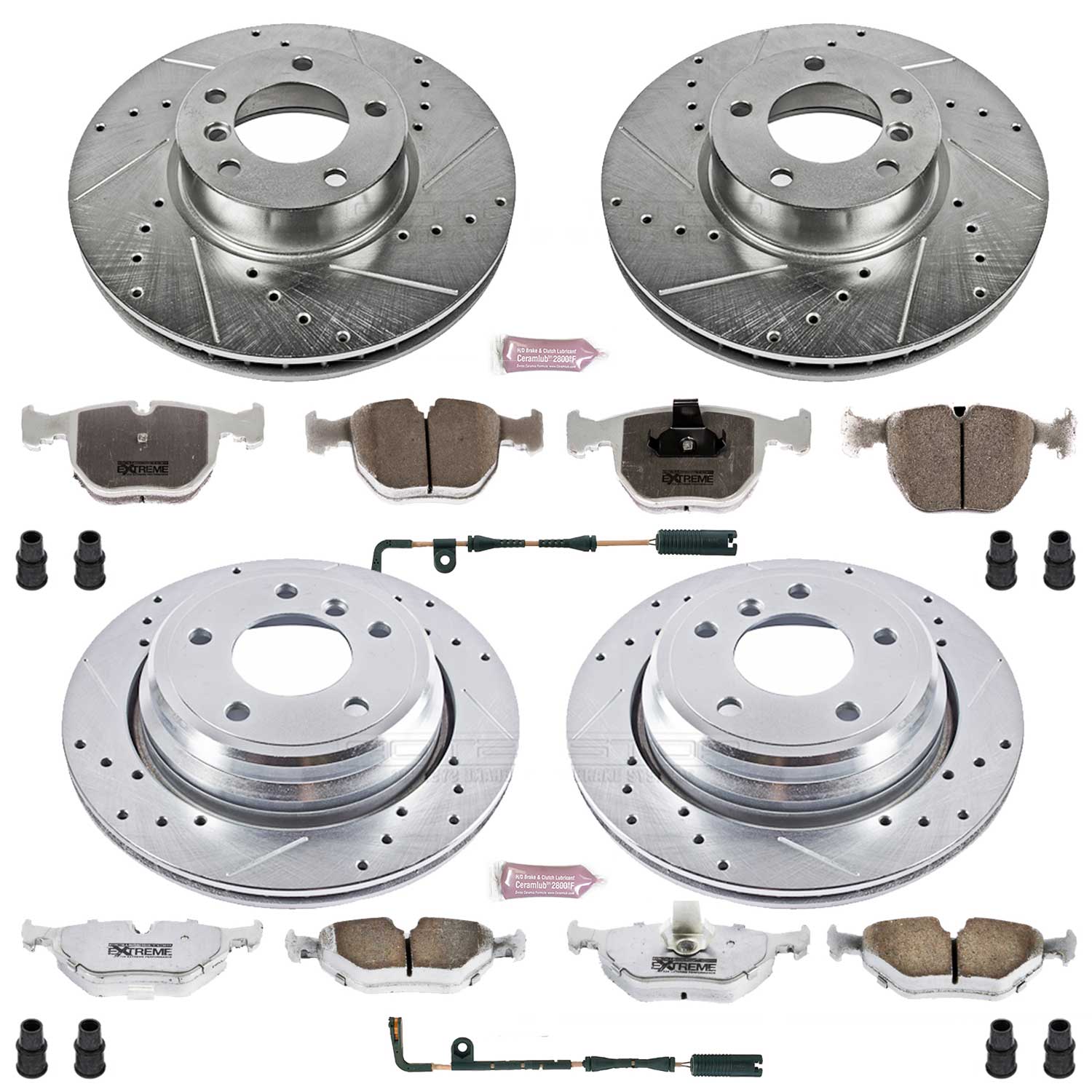 Power Stop K946-26 Z26 Extreme Street Warrior 1-Click Brake Kit (Front And Rear) for 2000-2003 BMW 540I Station Wagon product image