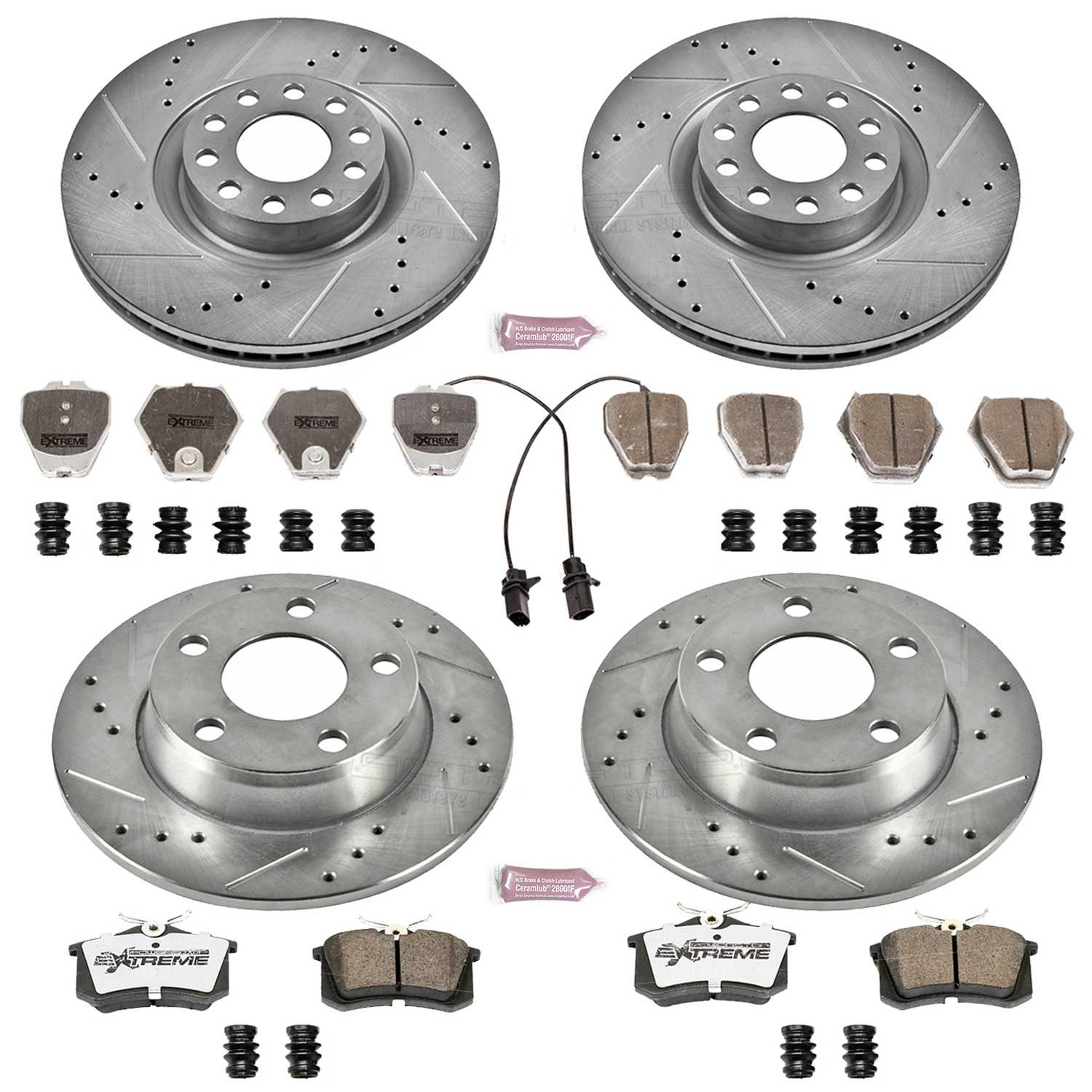 Power Stop K950-26 Z26 Extreme Street Warrior 1-Click Brake Kit (Front And Rear) for 2002-2004 Audi A6 product image