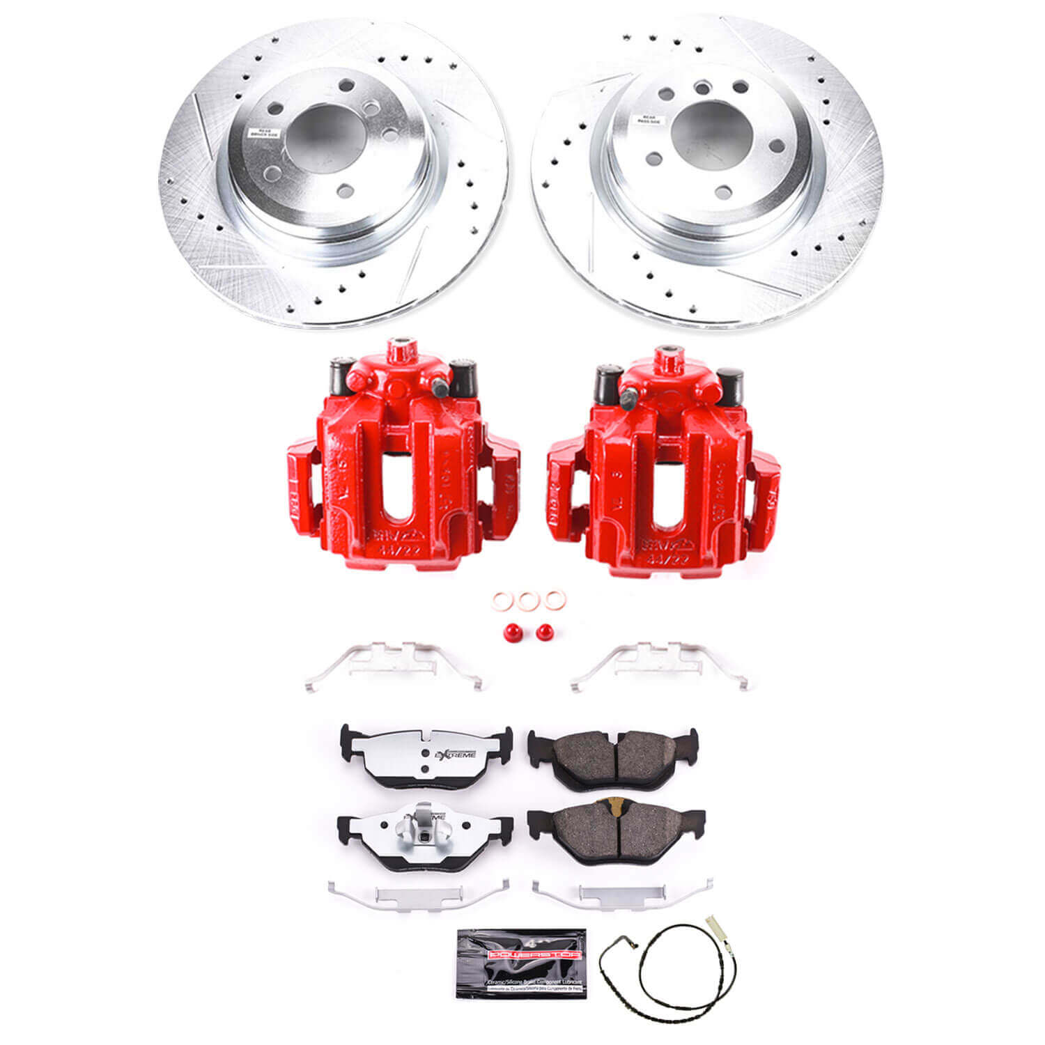 Power Stop KC044-26 Z26 Street Warrior 1-Click Rear Brake Kit With Calipers for 2006-2010 BMW 325I product image