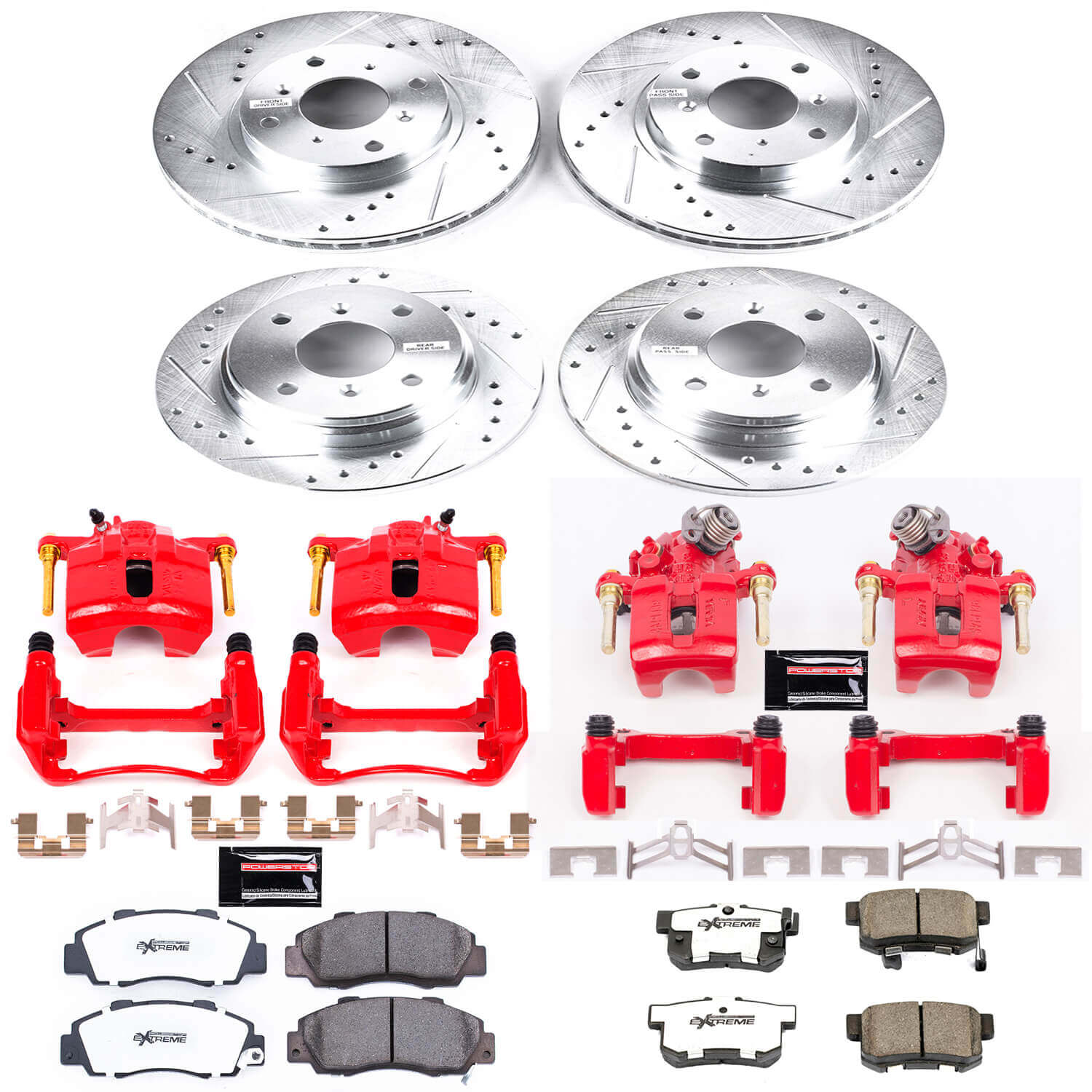 Power Stop KC1038-26 Z26 Extreme Street Warrior 1-Click Brake Kit With Calipers (Front And Rear) for 1993-1996 Honda Prelude Vtec product image